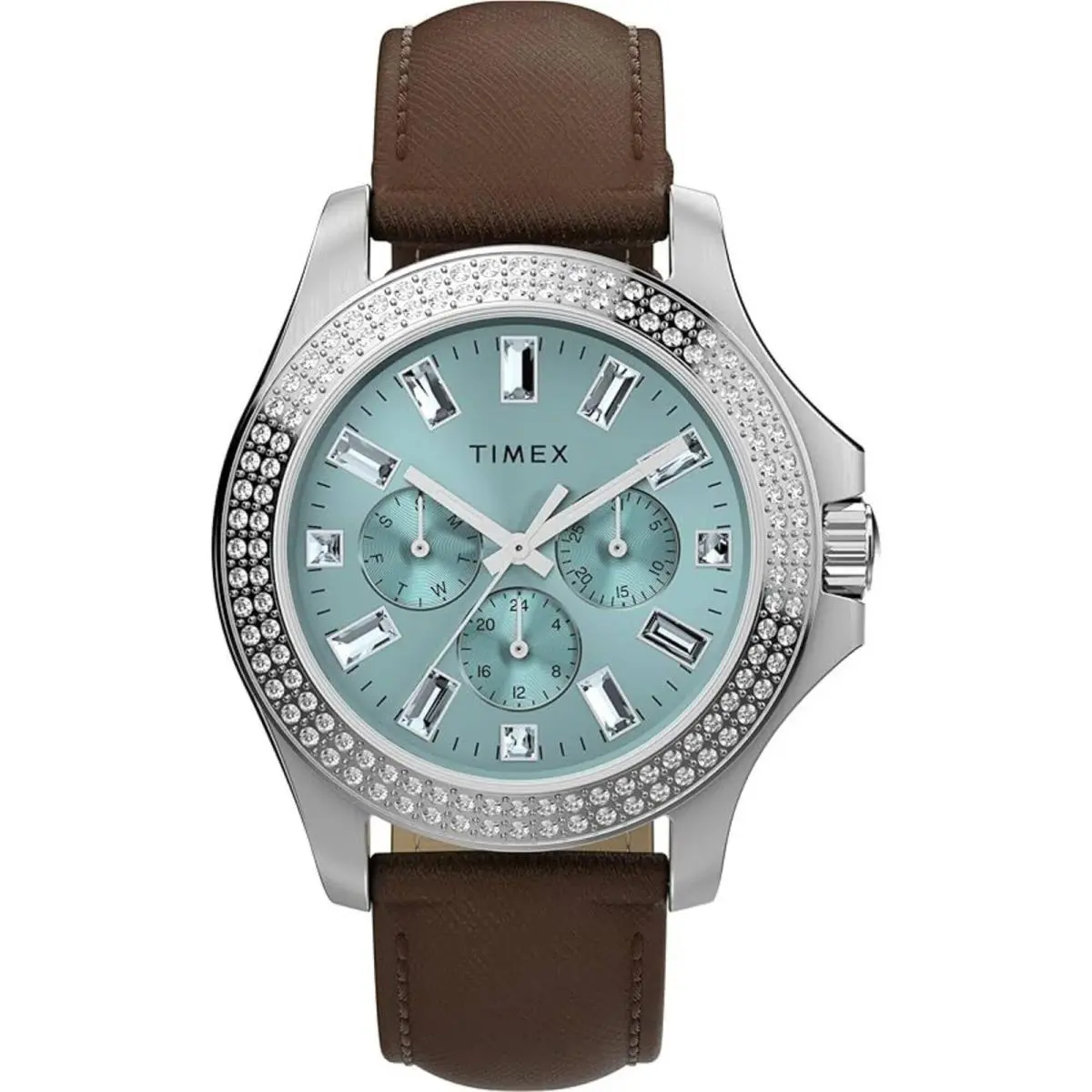 Timex Women`s Watch Kaia Quartz Blue Dial Brown Leather Strap Date TWH6Z5910VQ