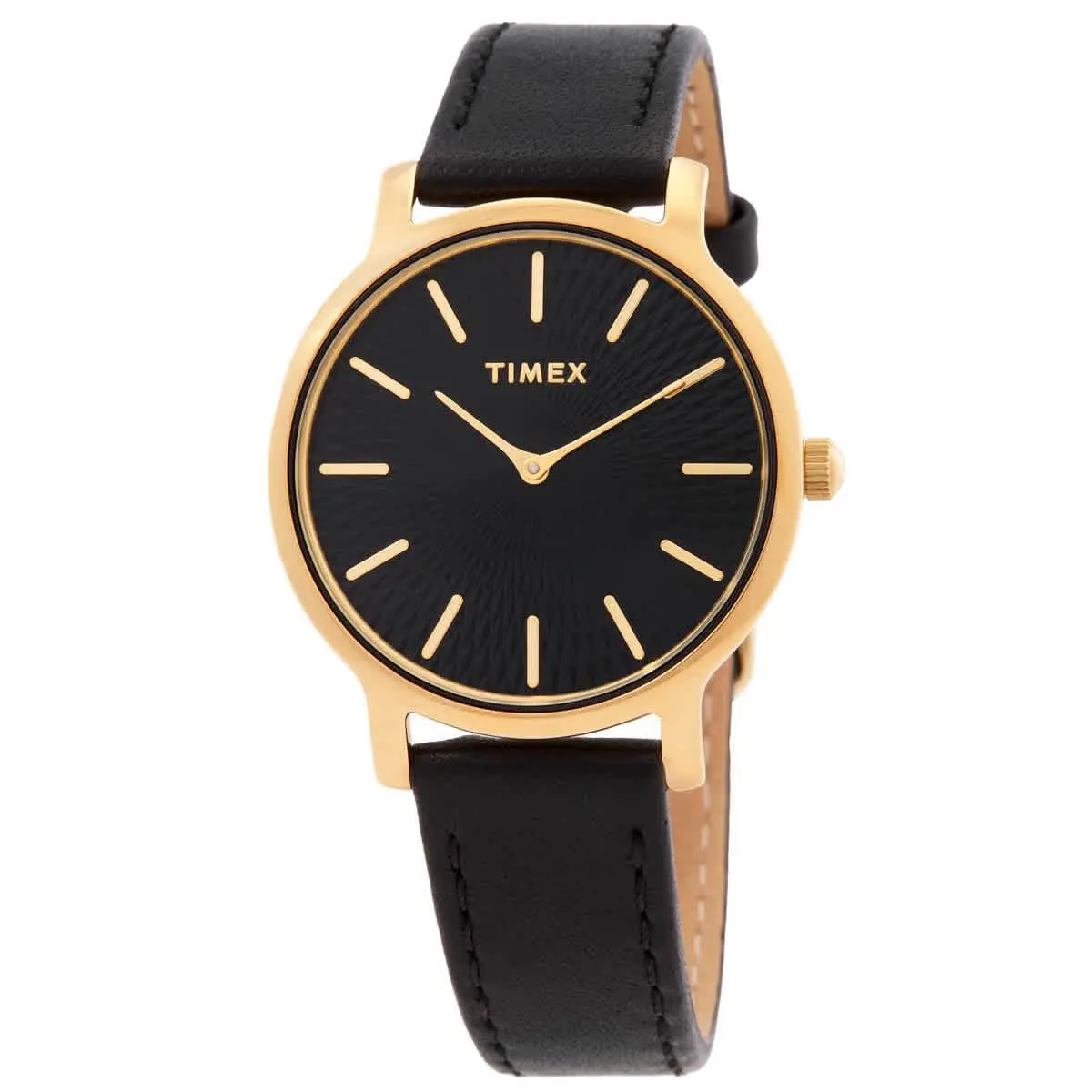 Timex Transcend Quartz Black Dial Ladies Watch TW2V92600 - Dial: Black, Band: Black, Bezel: Gold-tone