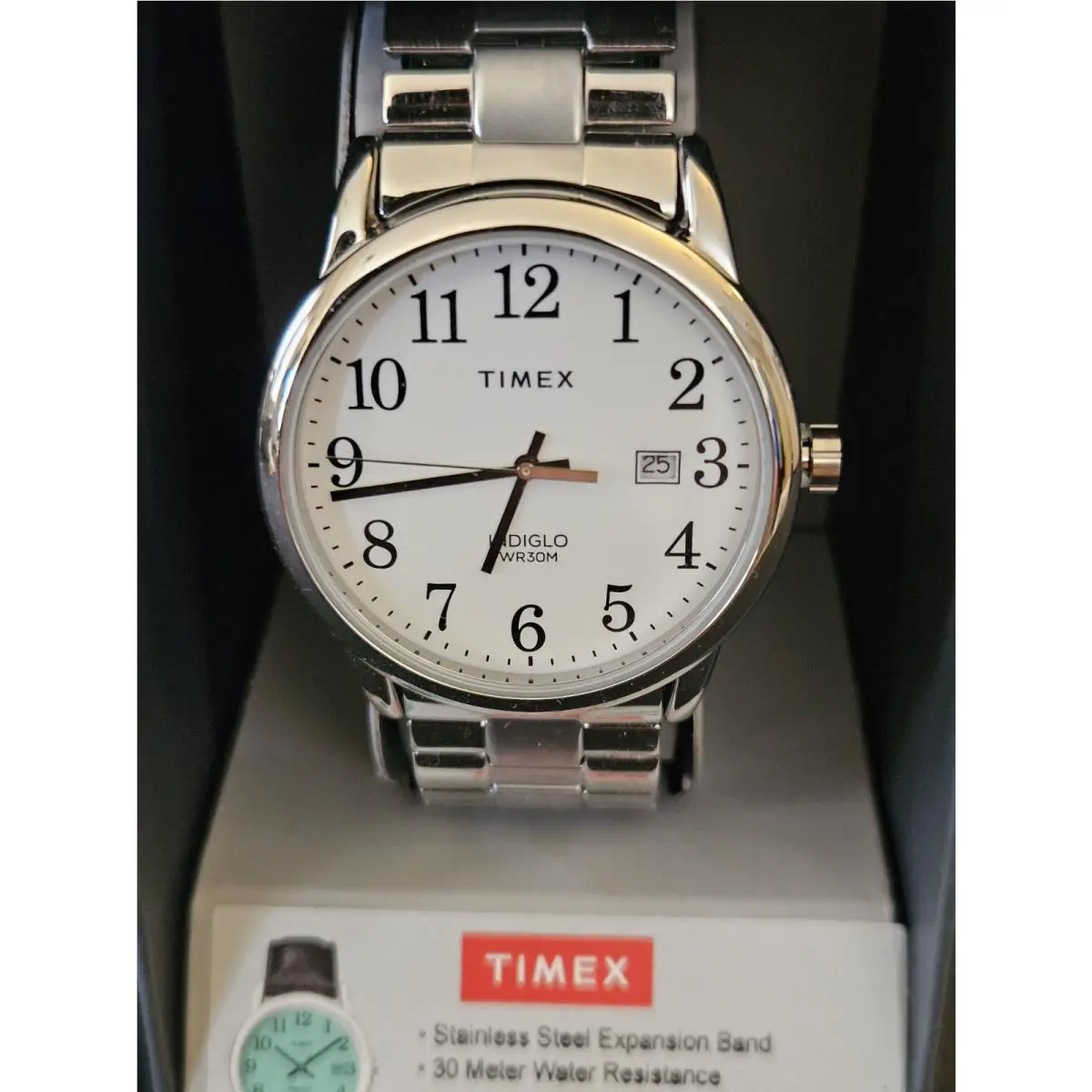 In The Box  Indiglo Stainless Steel 38mm Quartz Watch by Timex