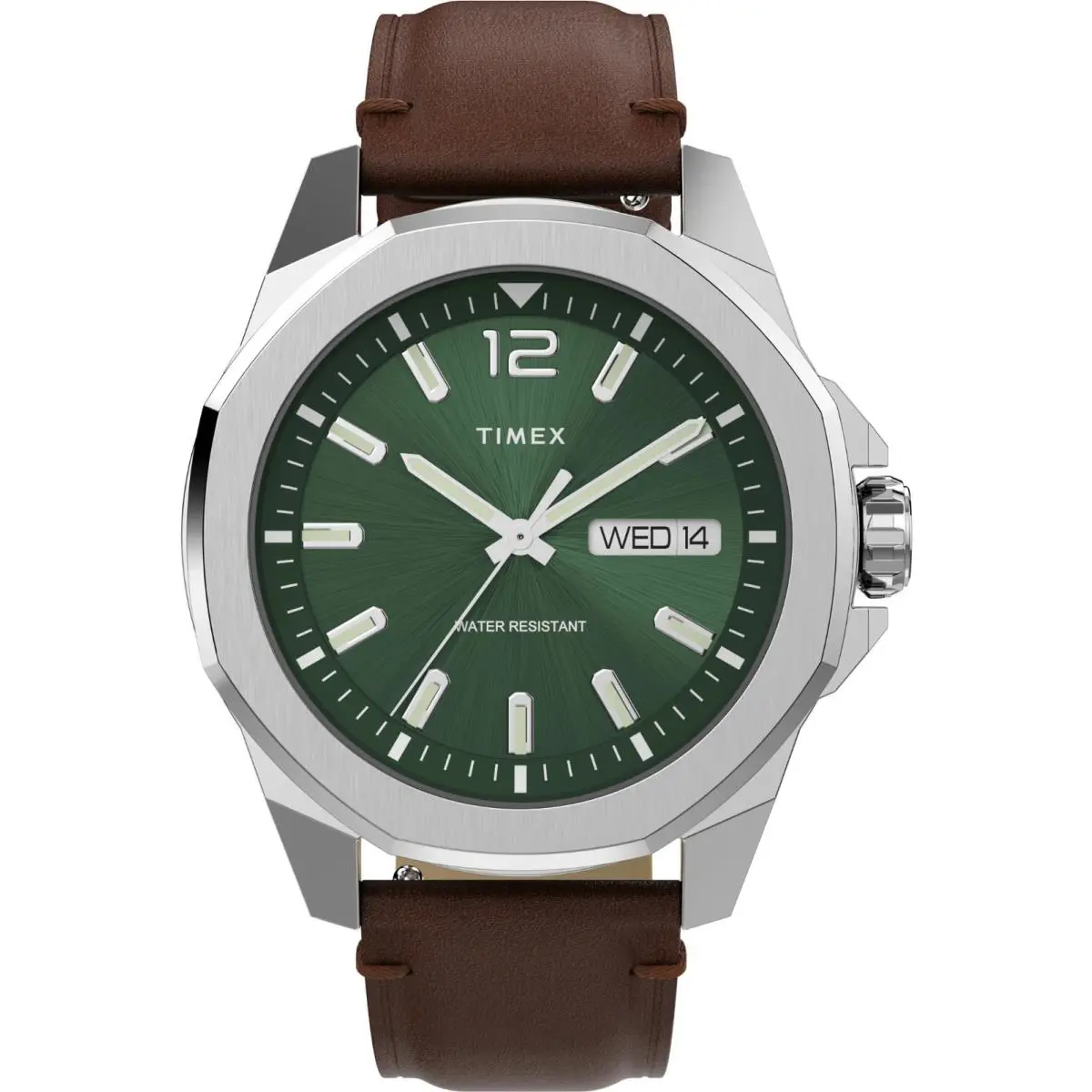 Timex Essex 44mm Leather Green Dial Watch TW2W14000 - Green