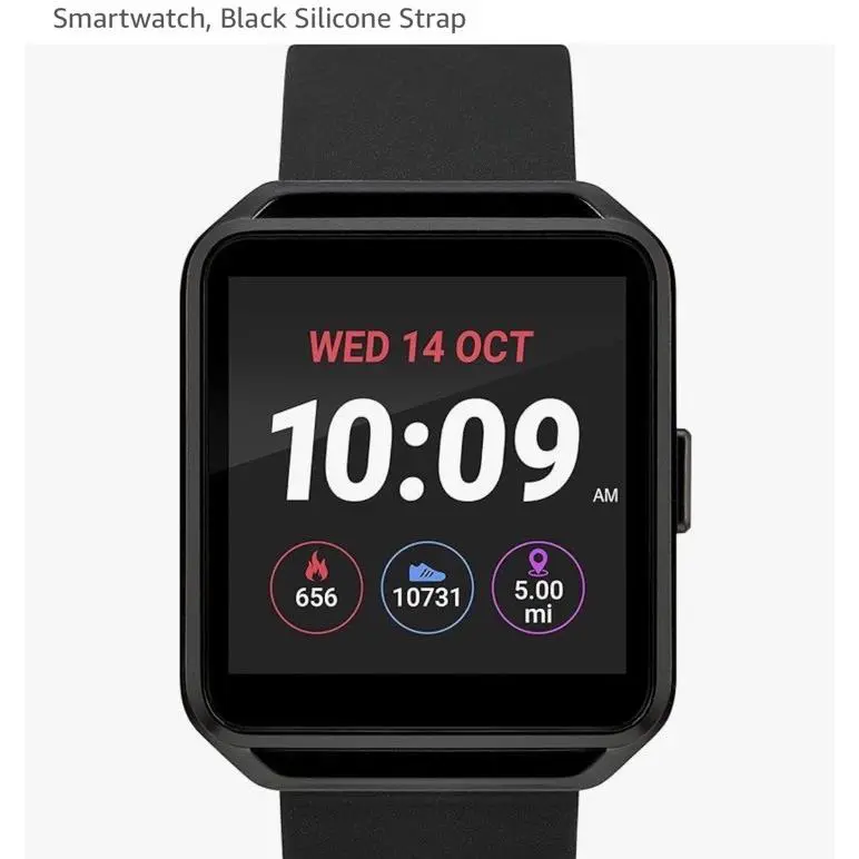Iconnect  Square Black Silicone Smartwatch by Timex