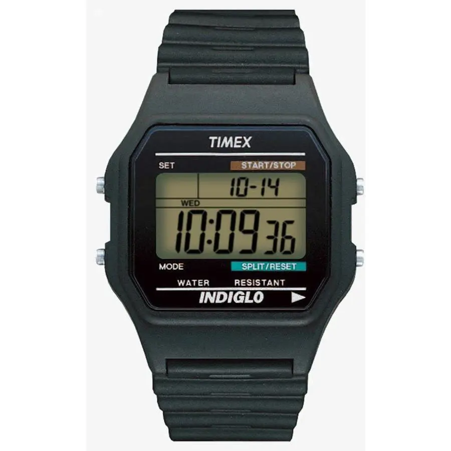 Timex Classic Digital Black Japan Exclusive Retro Indiglo Alarm Chrono TW2U84000
