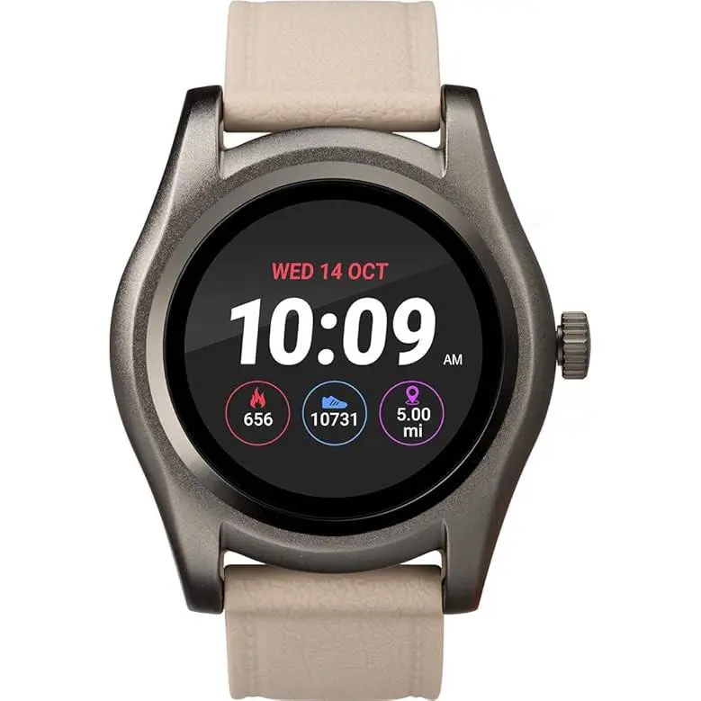 Iconnect by Timex Classic Round Gunmetal Beige Silicone Ladies Smartwatch