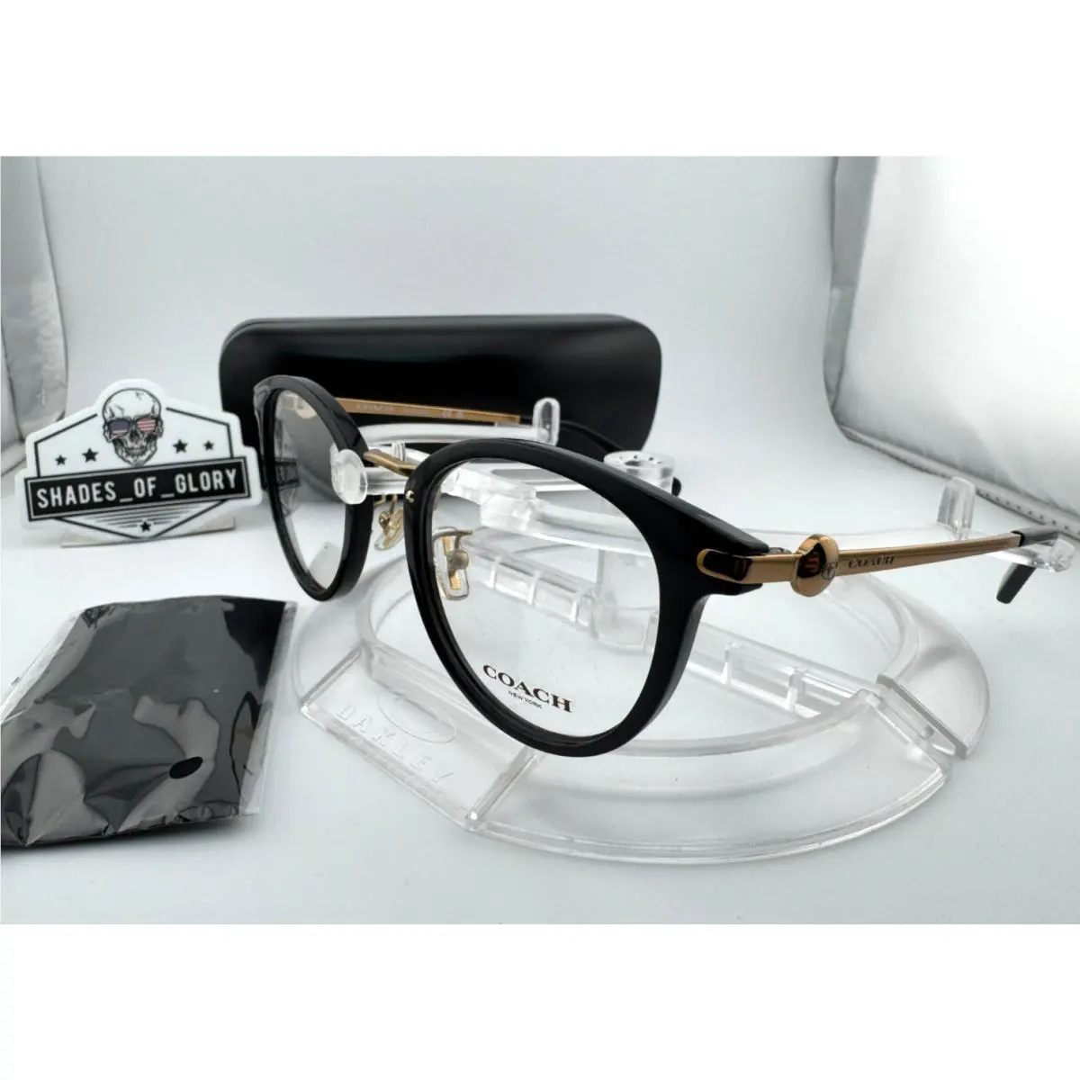 Coach HC 5133D 5002 Black Shiny Rose Gold Eyeglasses Frame Women 49MM Round
