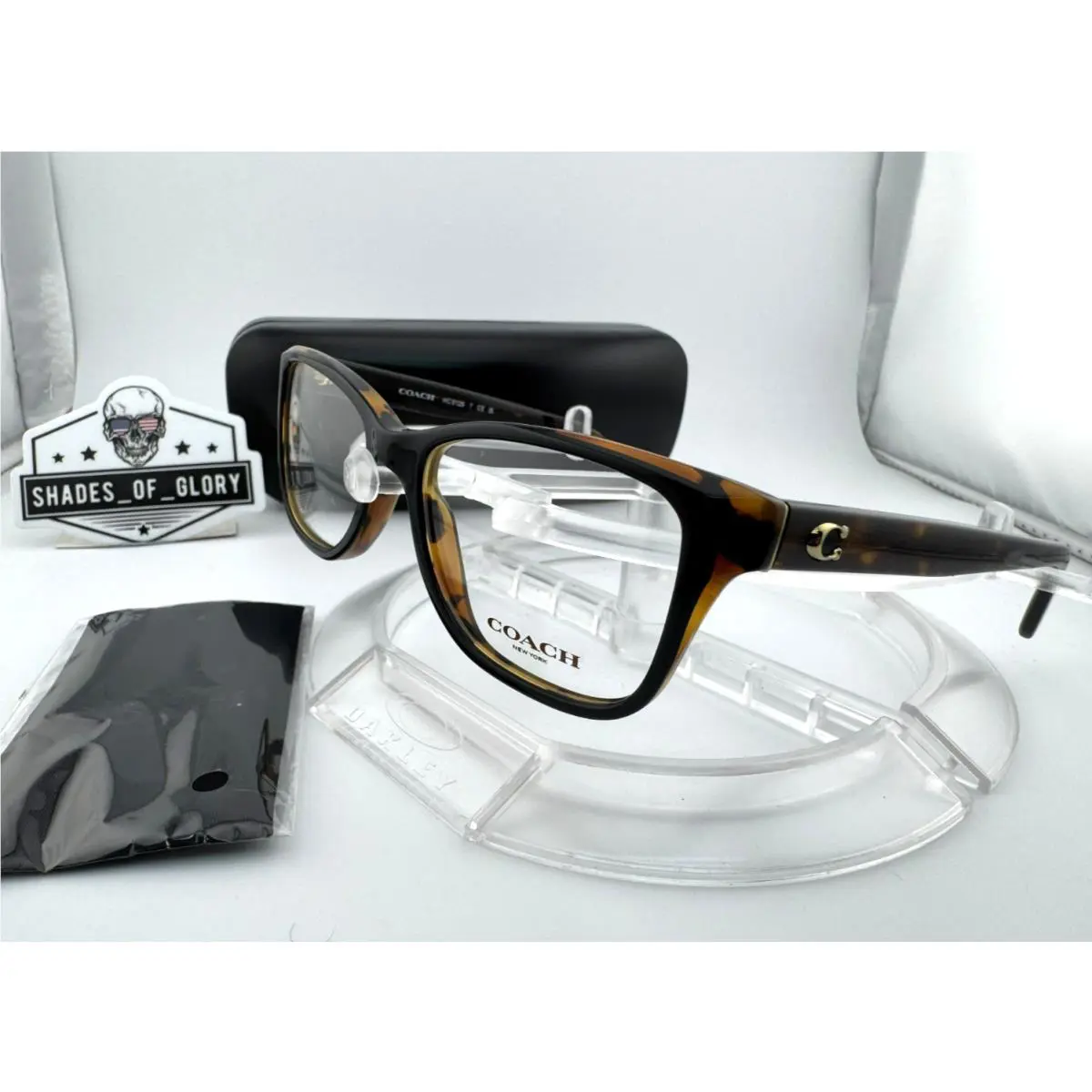 Coach HC 6129 5446 Black Tortoise Gold Laminate Eyeglasses Frame Women 50MM