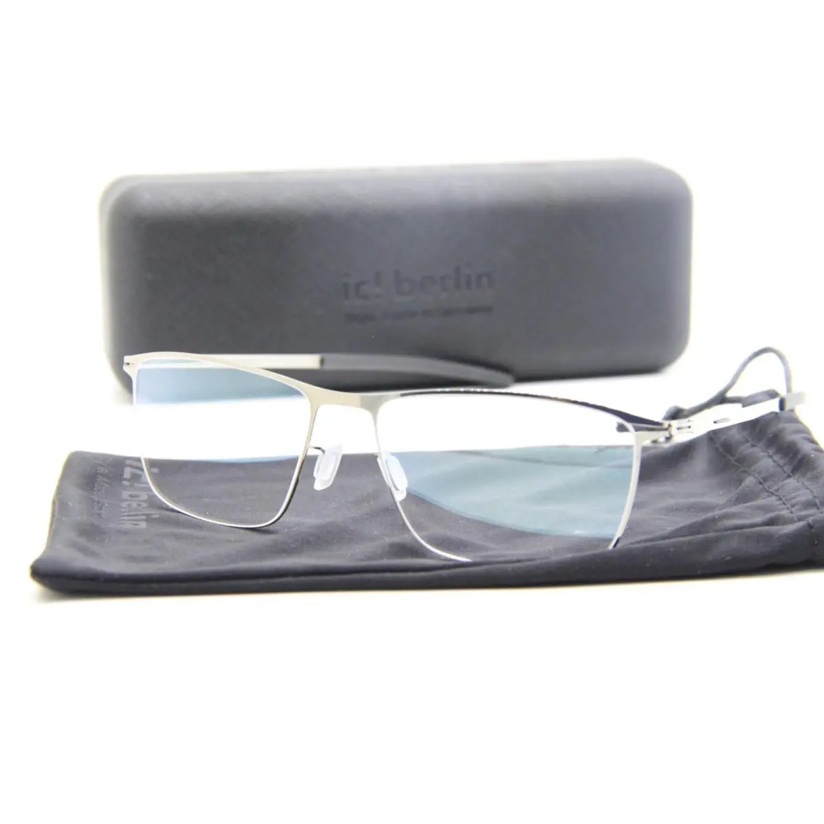 IC Berlin Asper Shiny Graphite Black Eyeglasses W/case 54-17 by ic! berlin