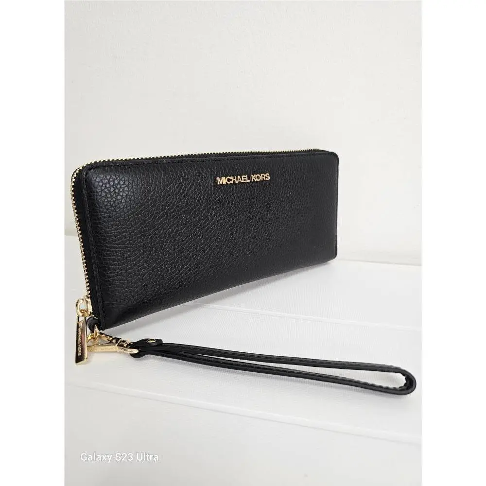 Jet Set Travel Large Travel Logo Continental Wristlet Wallet Black by Michael Kors