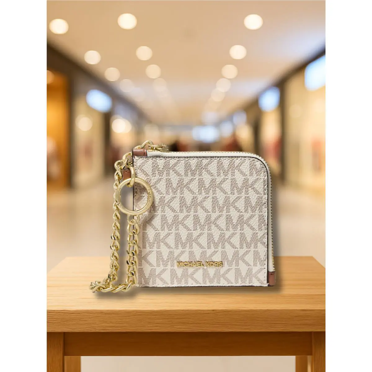 Michael Kors Jet Set Travel Women MD Logo Chain Zip Around Card Wallet Variation