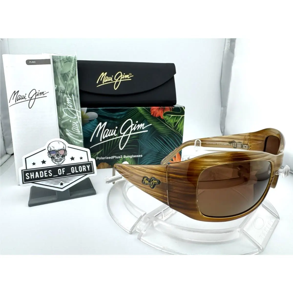 Maui Jim Hibiscus MJ H134-22 Sandstone Brown Stripe Bronze Polarized Sunglasses