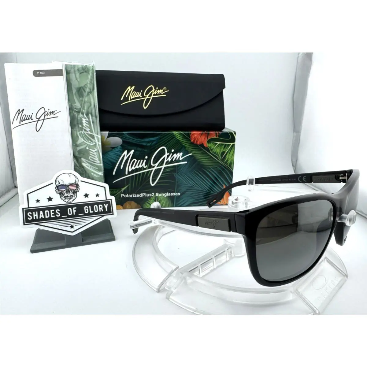 Maui Jim Howzit MJ 734-02 Gloss Black W/ Neutral Grey Polarized Glass Sunglasses