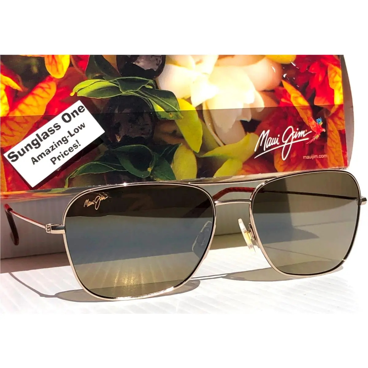 Maui Jim Naauao Shiny Gold Red Polarized Hcl Bronze Lens Sunglass H675-16