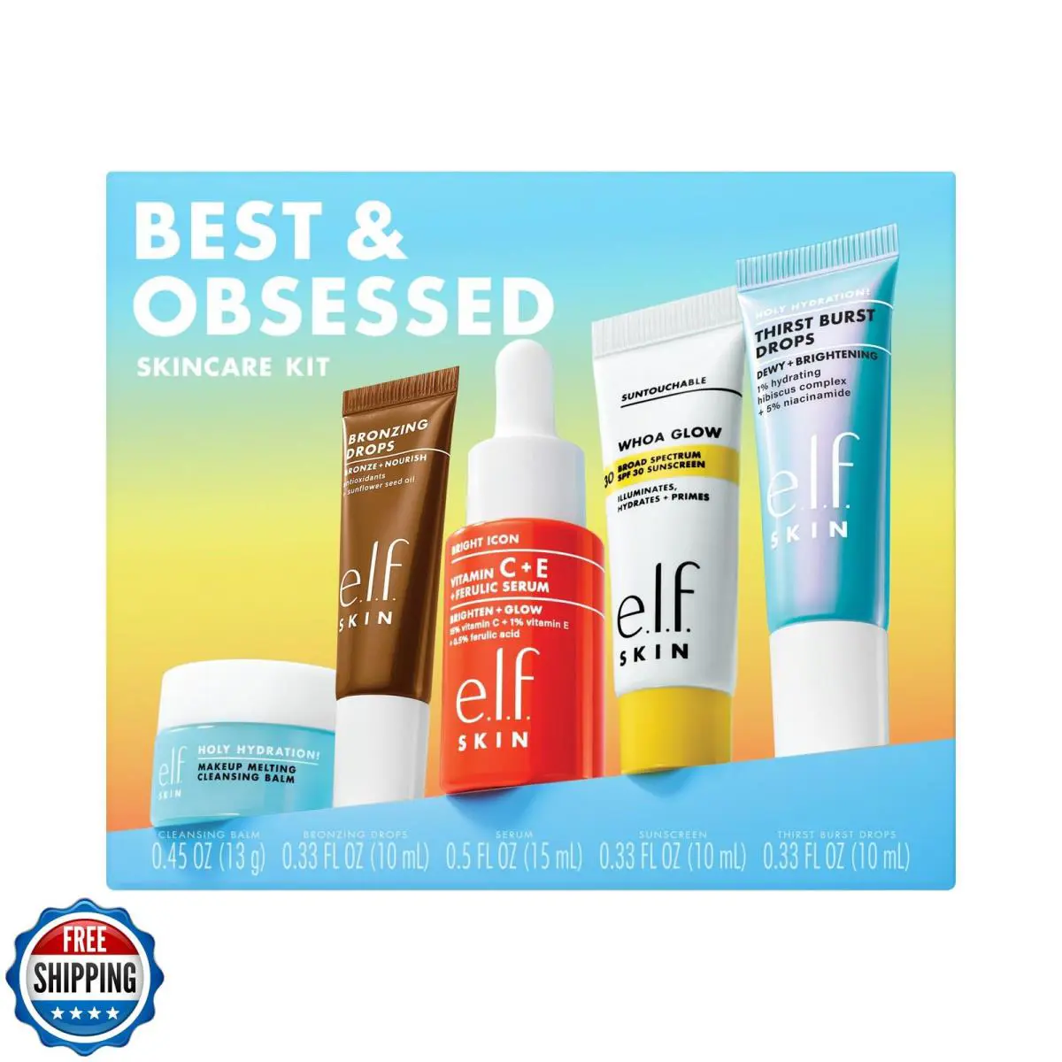 E.l.f. Skin Best and Obsessed Skincare Kit Travel-size Makeup Remover Sunsc by e.l.f. Cosmetics