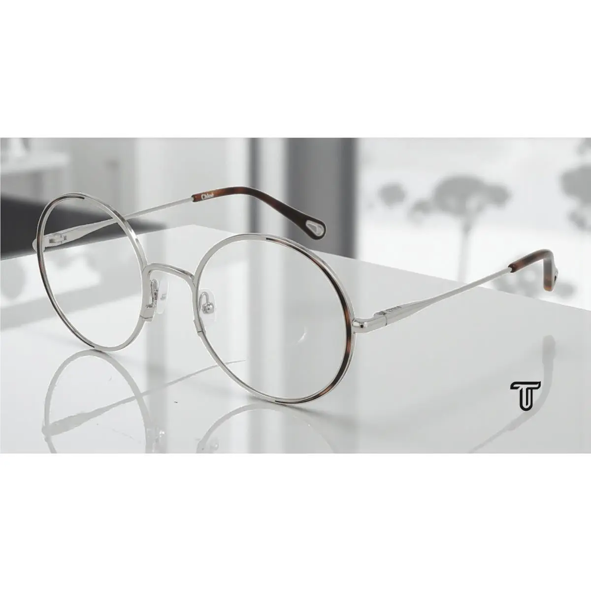 Chloe CH0040O 003 Round Silver Havana Demo Lens 53 mm Women`s Eyeglasses