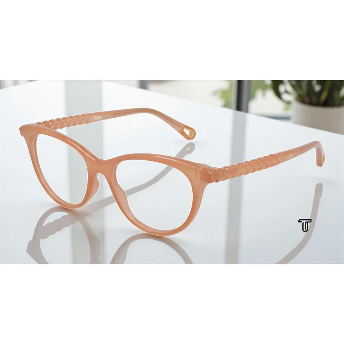 Chloe CH0005OA 001 Cat Eye Pink Shiny Demo Lens 52 mm Women`s Eyeglasses