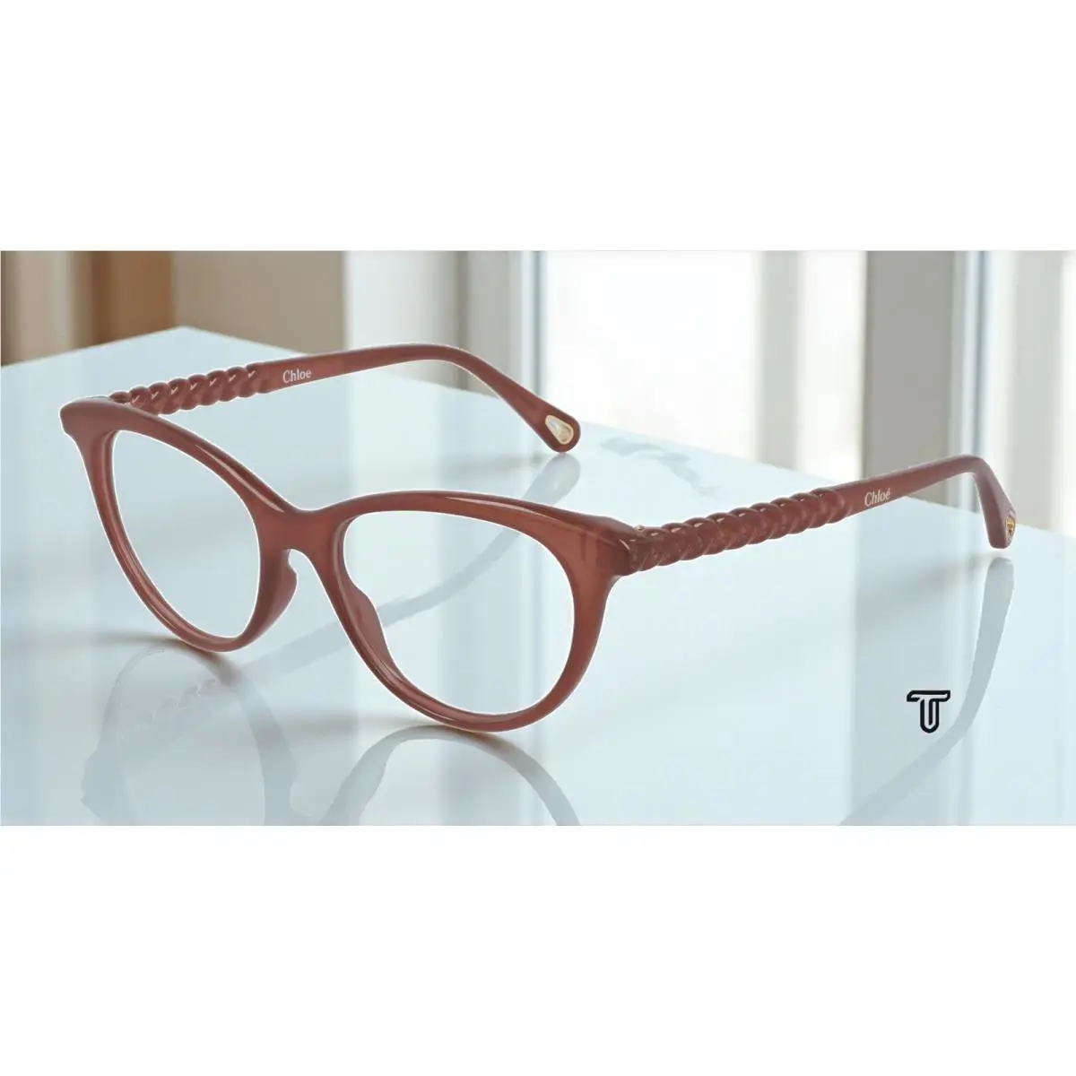 Chloe CH0005OA 002 Cat Eye Orange Shiny Demo Lens 52 mm Women`s Eyeglasses