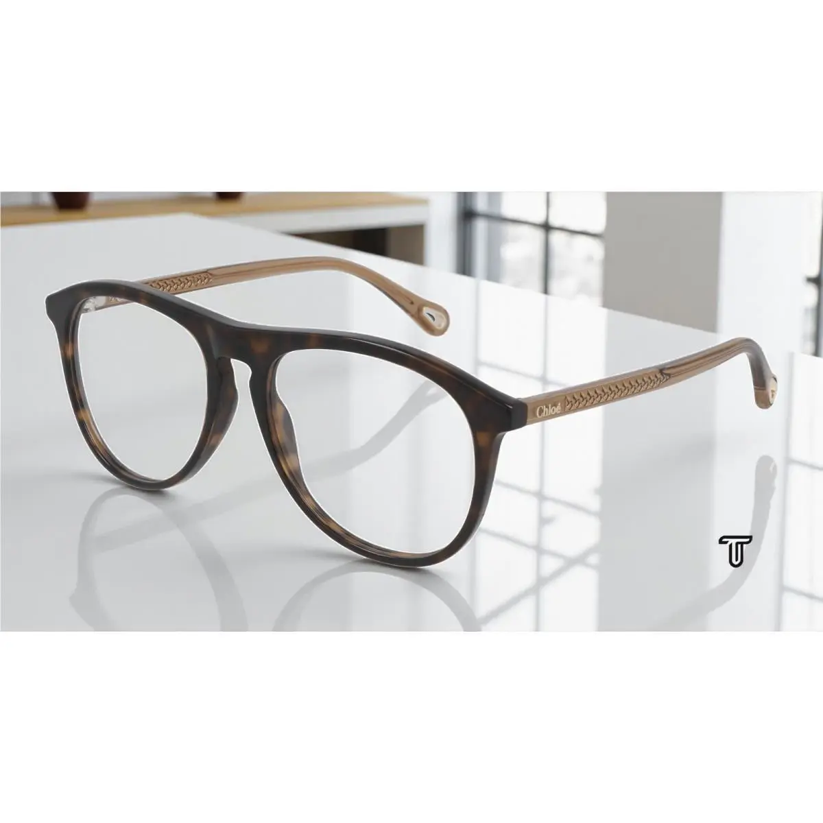 Chloe CH0010O 003 Pilot Havana Transparent Demo Lens 54 mm Women`s Eyeglasses