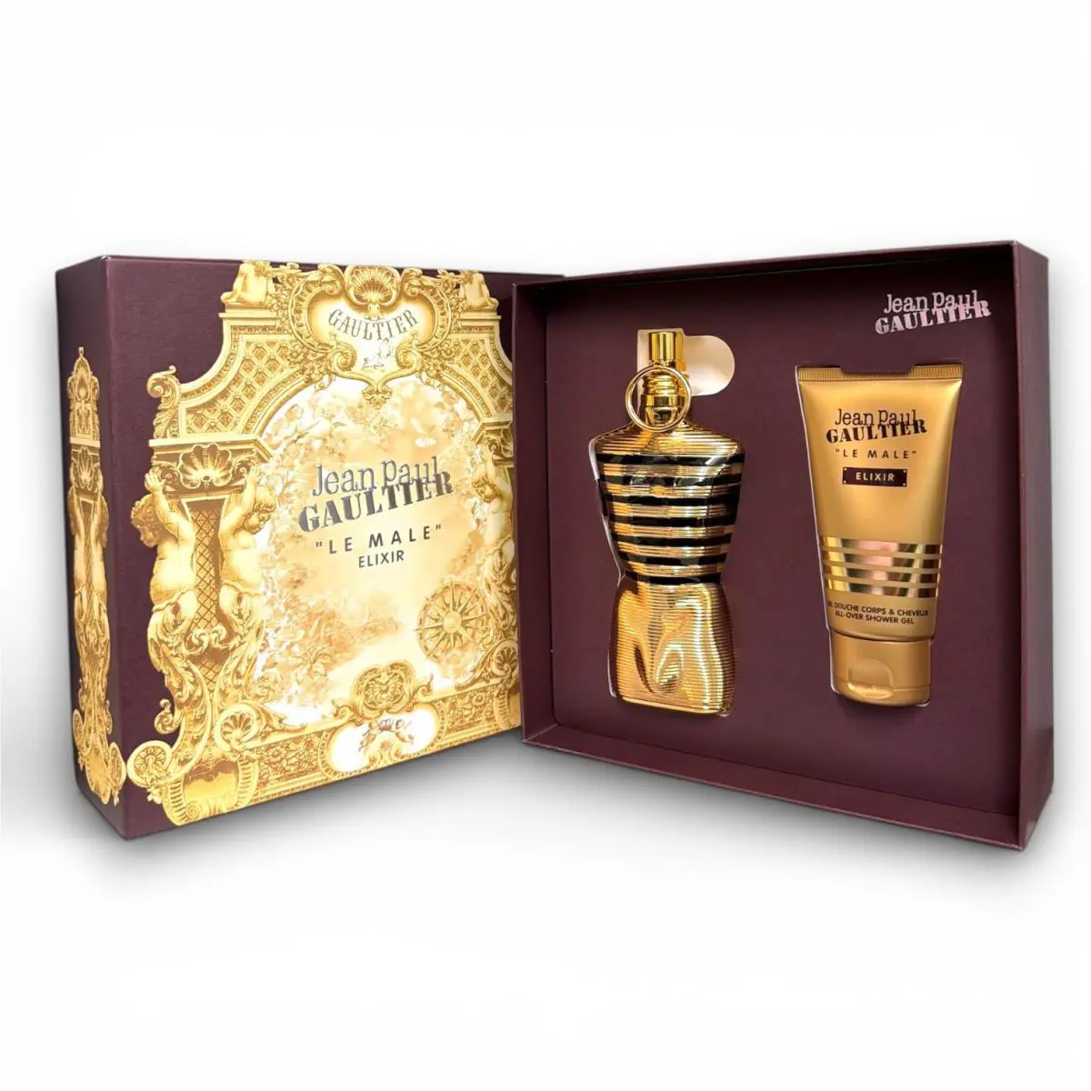 Jean Paul Gaultier Le Male Elixir Set 2 Piece 4.2 oz Parfum Shower Gel For Men