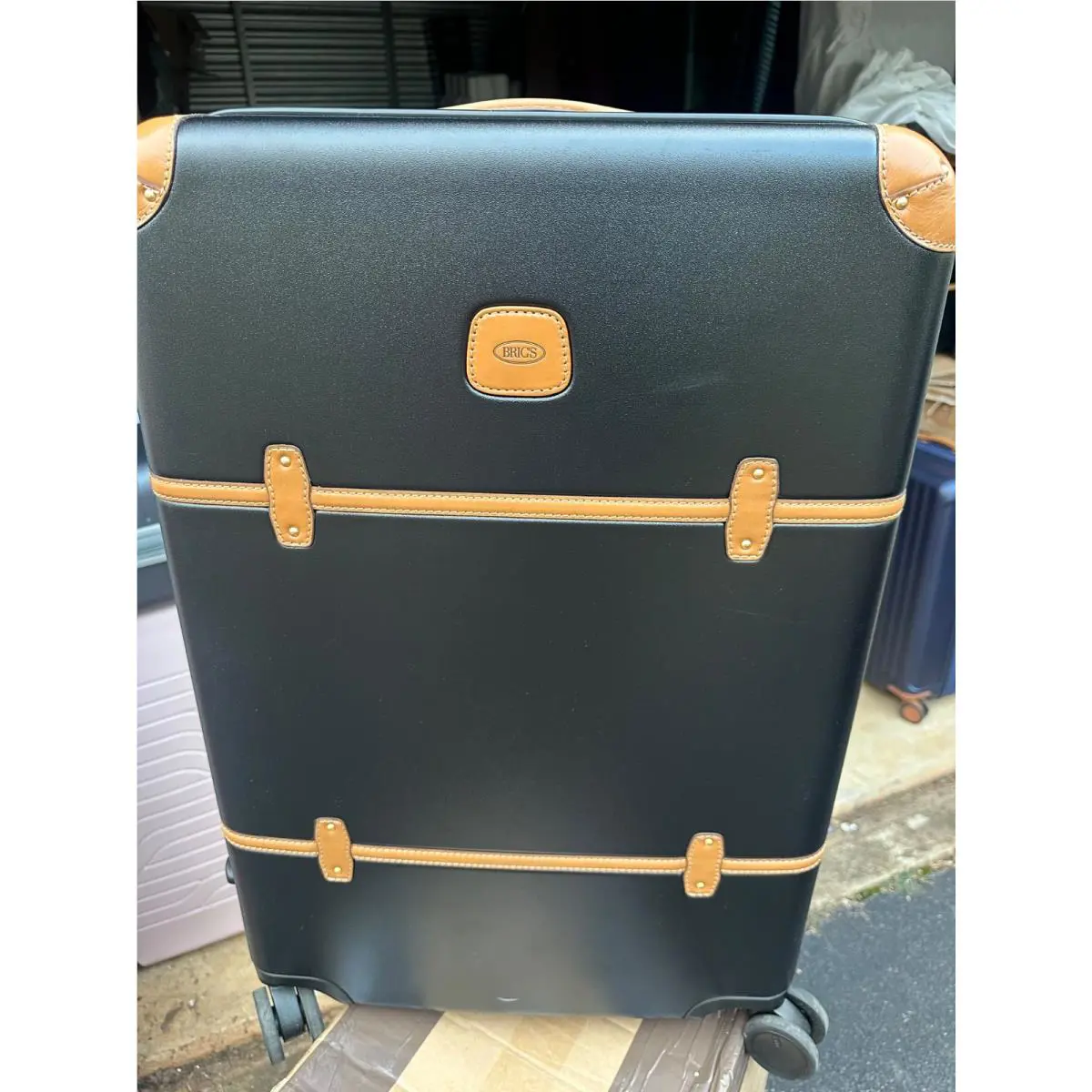 Bric`s Bric`s Bellagio 27 Black Check in Trunk with Leather Trim
