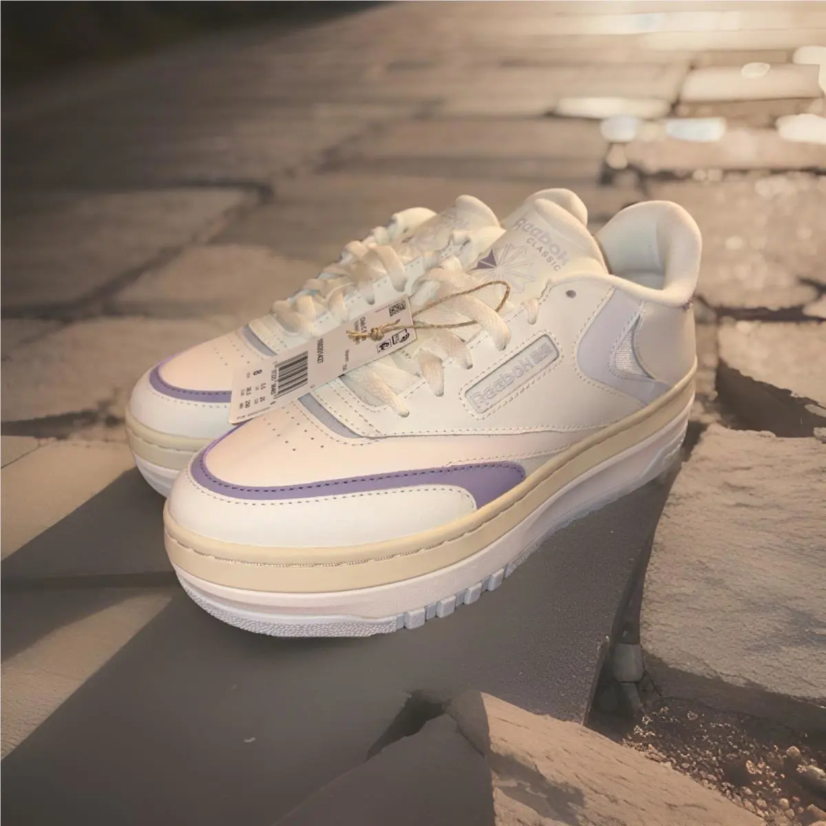 Reebok shoes - Reebok Club C Extra - Club Extra - 100201427 - Chalk/Vintage Chalk/Dusk Purple (UPC: 0197225984656) 3