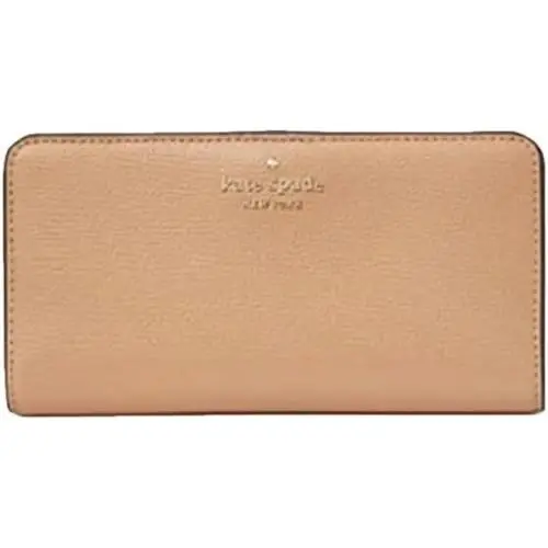 Kate Spade Darcy Refined Grain Leather Large Slim Bifold Wallet Light Fawn Saddl