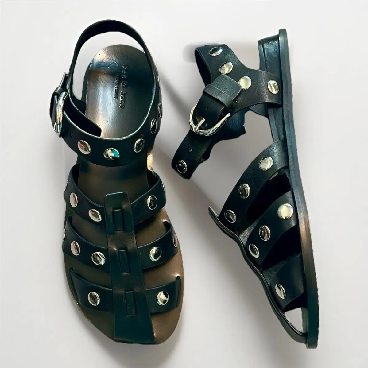 Rag Bone Size 10/ Eu40 Black Beau Fisherman Sandals