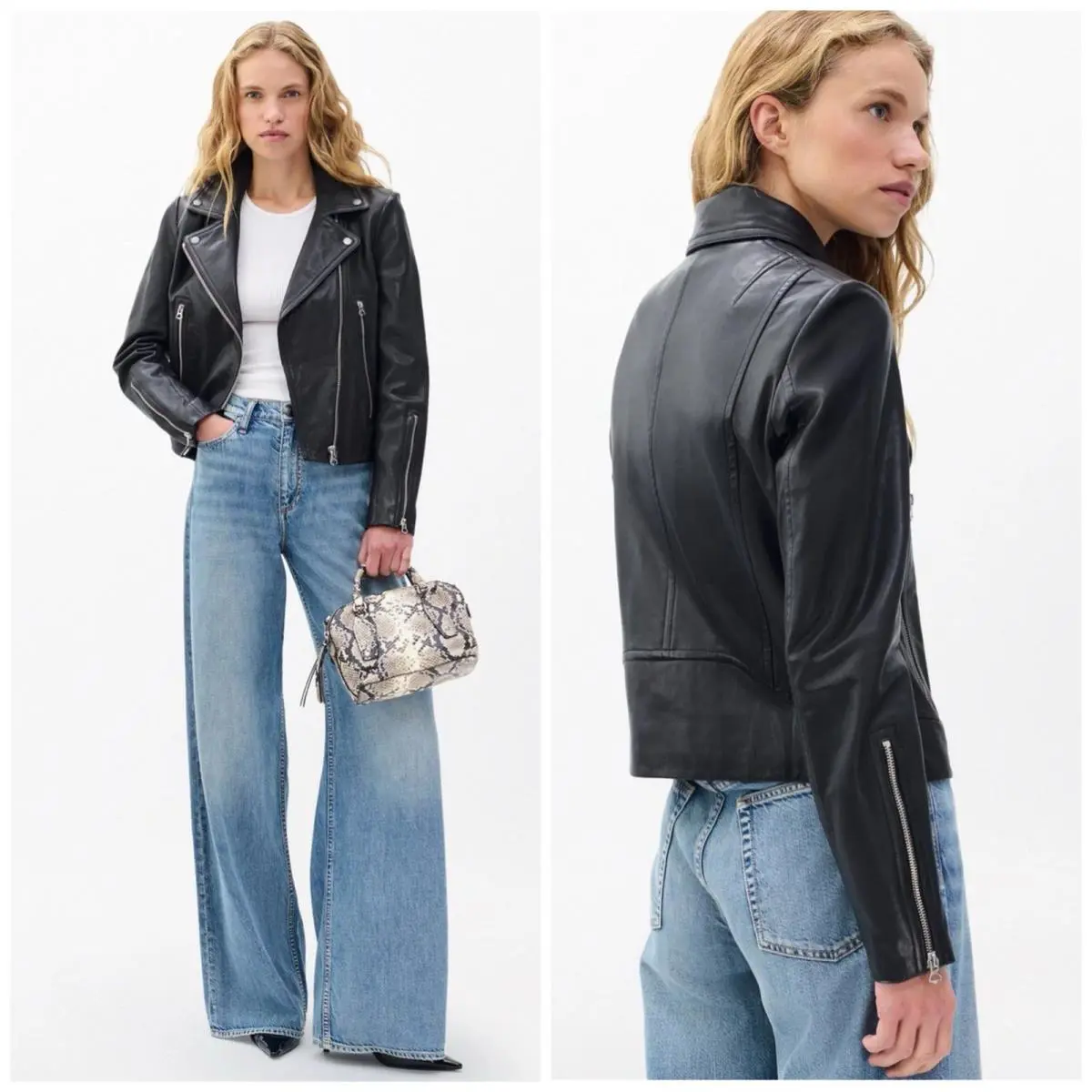 Rag Bone 068 Mack Leather Moto Jacket In Black Size: Xxs