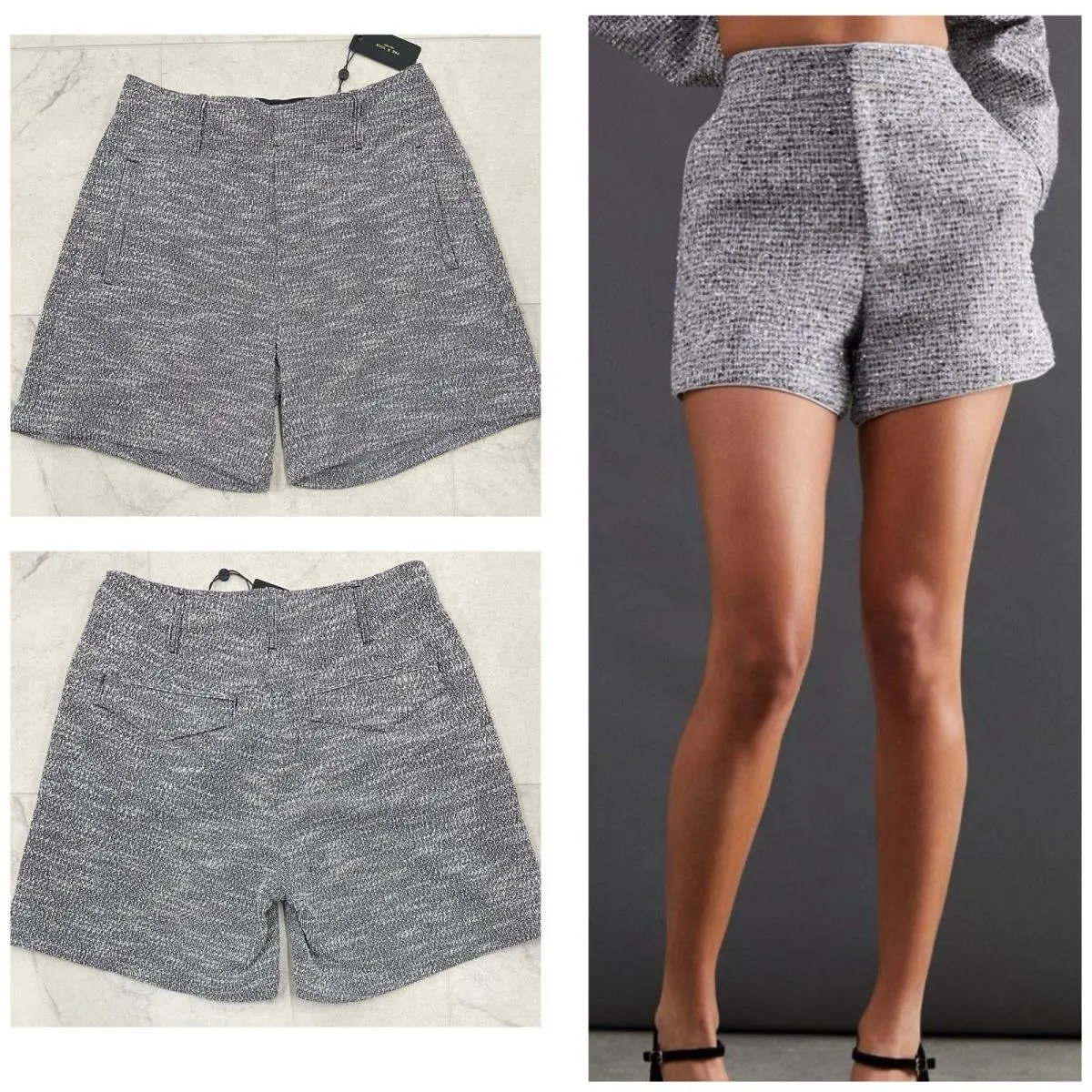 Rag Bone Dylan Tweed Shorts In Navy White Multi Size: 6