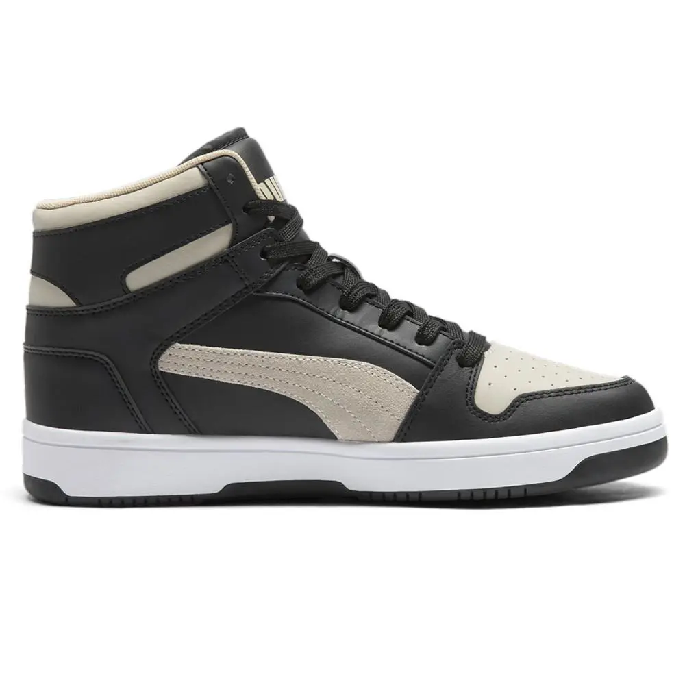 Puma Rebound Layup Dust High Top Mens Beige Black Sneakers Casual Shoes 400502 - Beige, Black