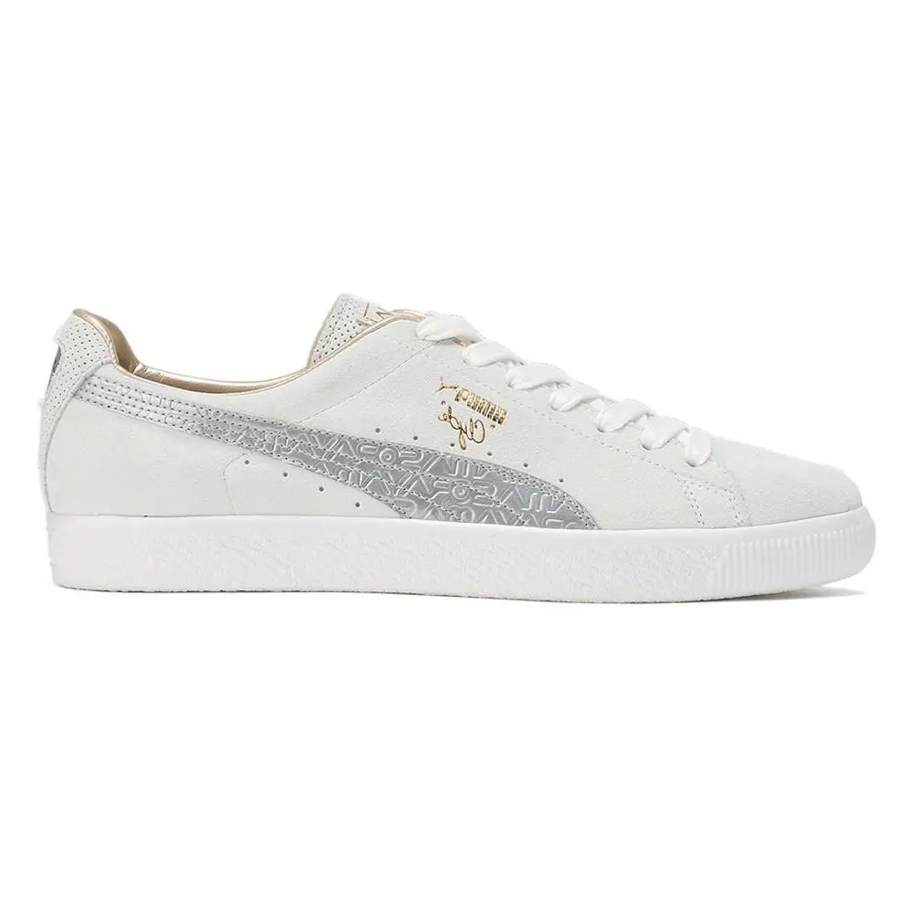 Puma Clyde Mij Sorayama Metallic Lace Up Mens Off White Sneakers Casual Shoes 3 - Off White
