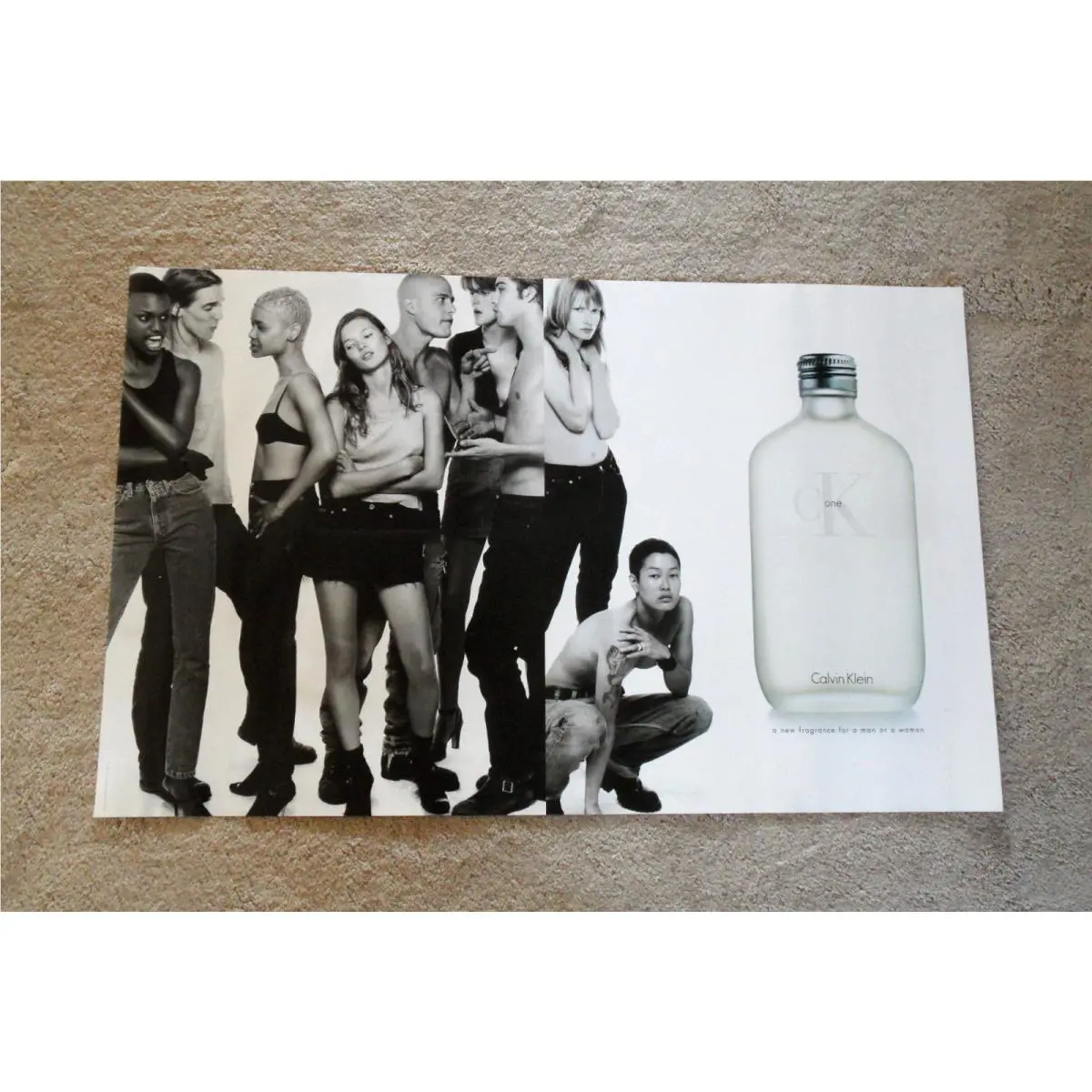 Orig./minty 1994-dated Calvin Klein CK One Unisex Fragrance Lg. 35x22 Poster