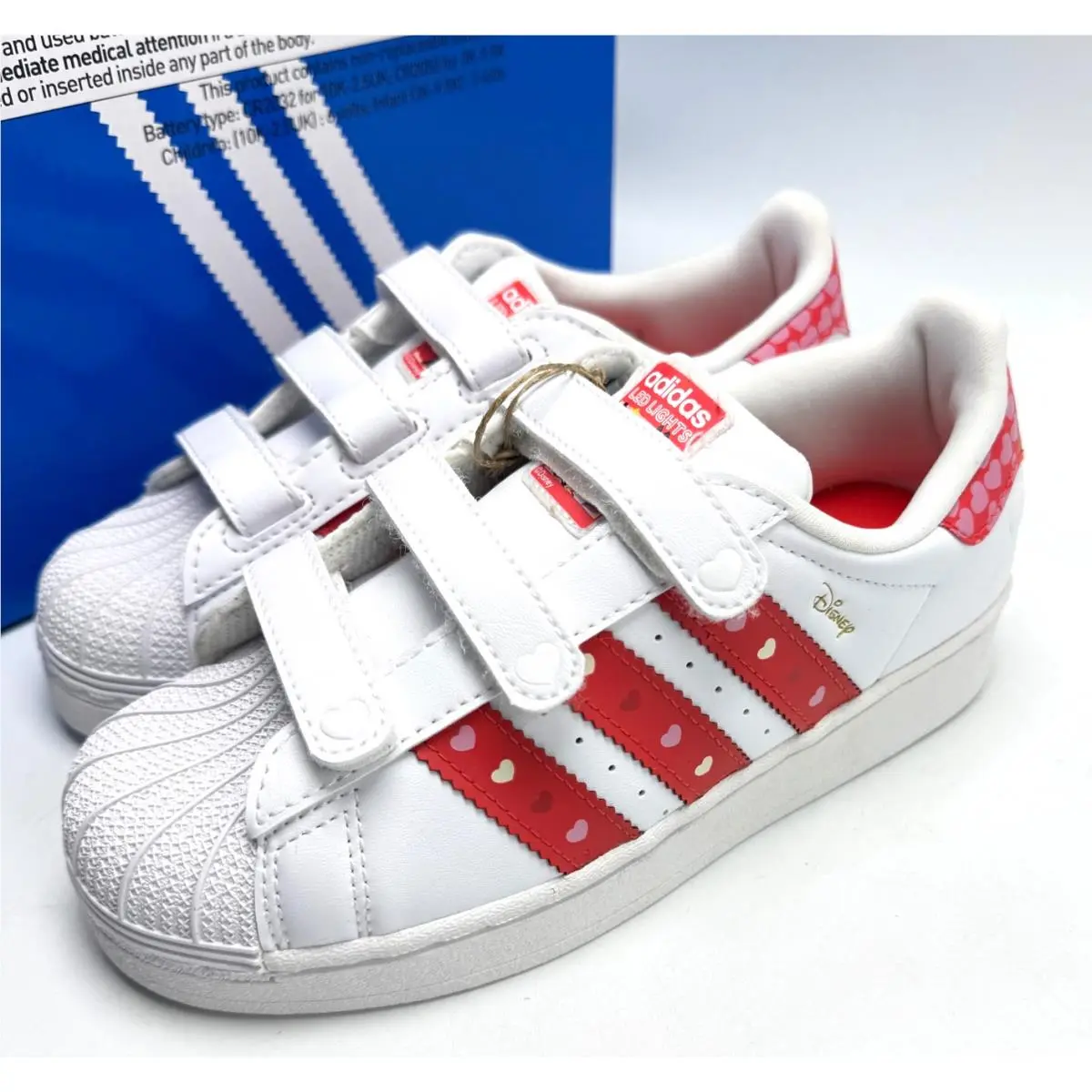 Adidas Superstar Led Lights CF C Disney Bright Red White TD KK1295 Toddler
