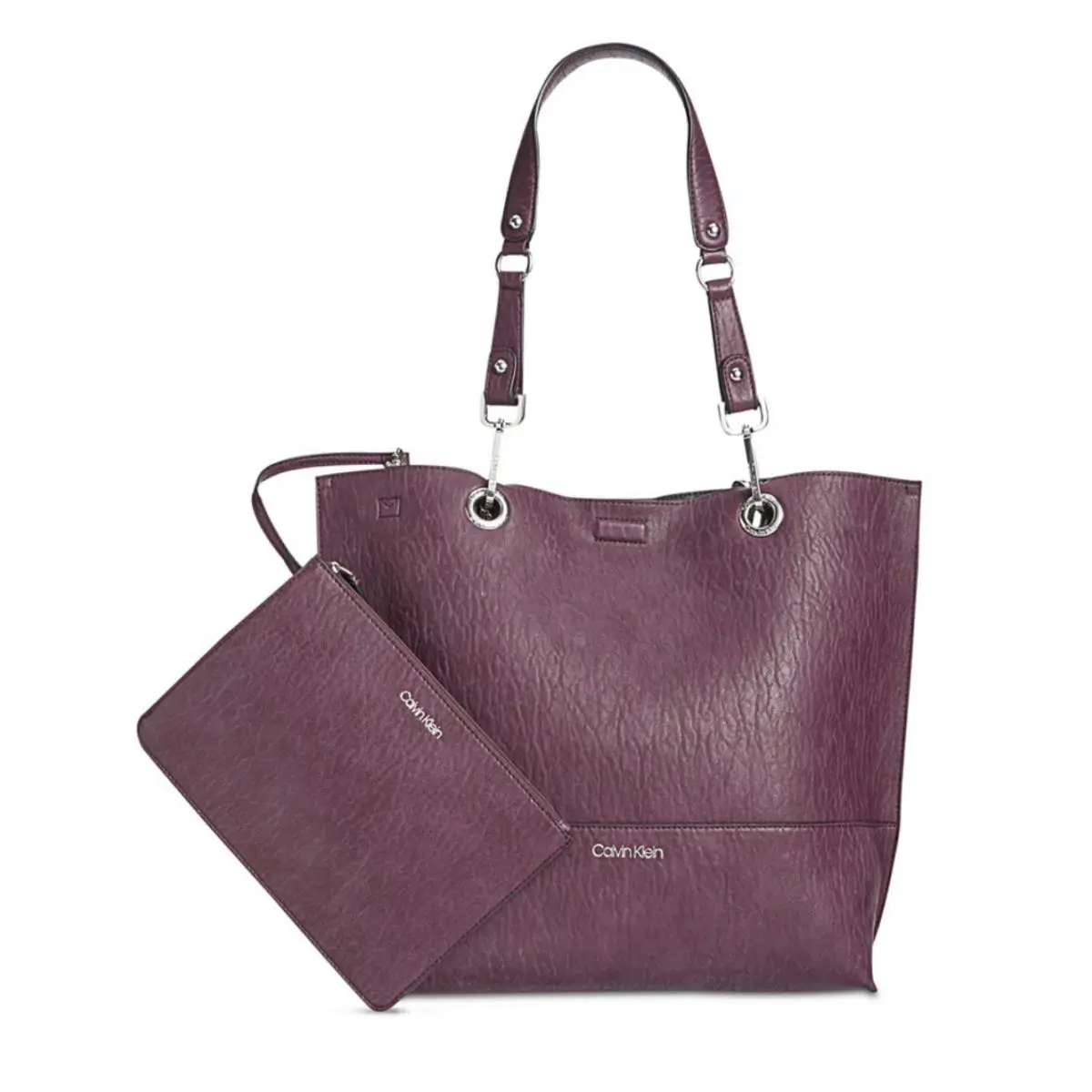Calvin Klein Sonoma Reversible Tote Bag with Pouch Aubergine