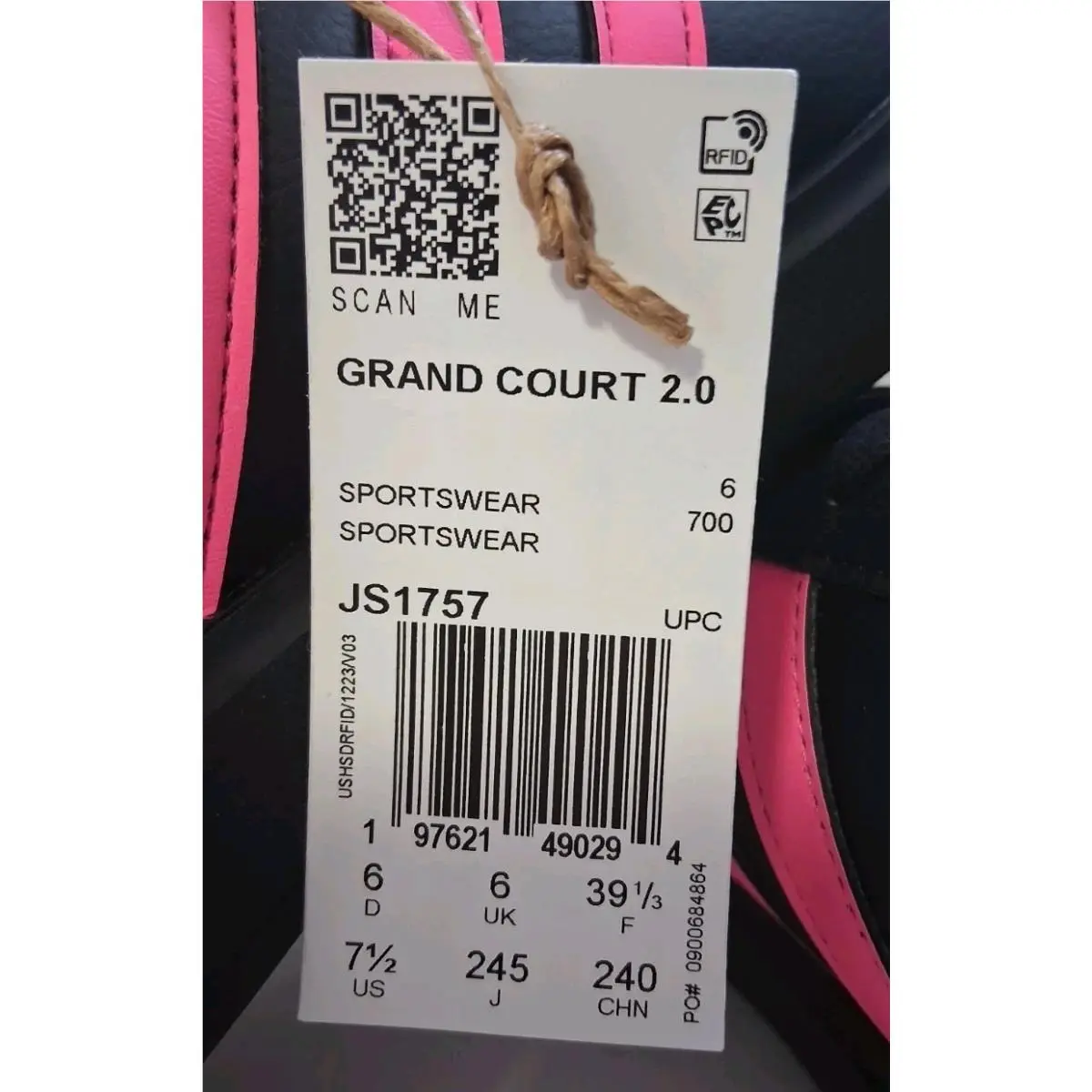 Adidas shoes - adidas grand court 2.0 - grand court - JS1757 - black/ pink 17