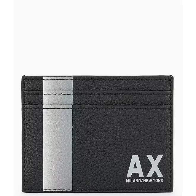 Armani Exchange Men`s Slim Front Pocket Card Case Wallet Black