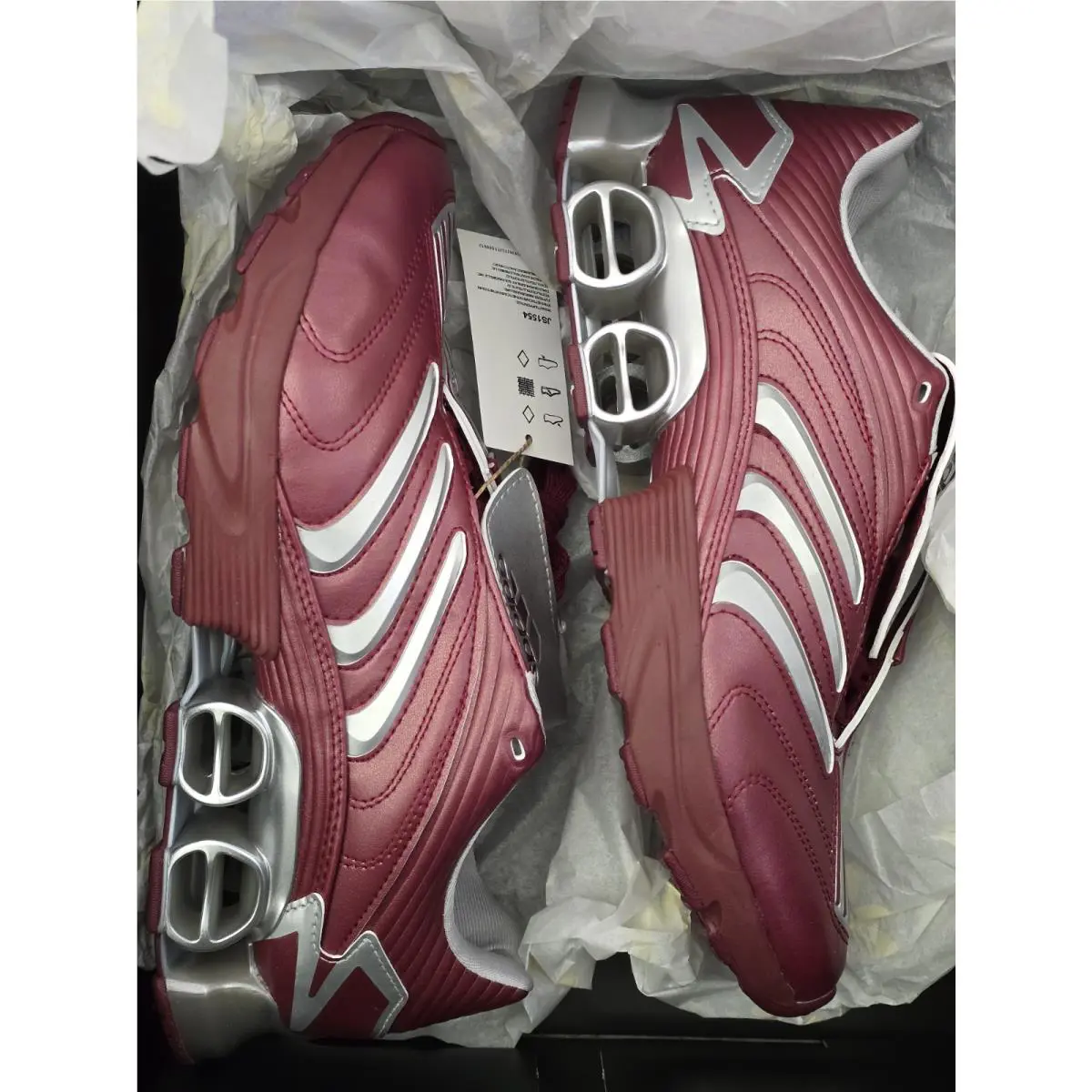 Adidas Predator Megaride Burgundy Red Silver Retro Y2K Sneakers Size 9.5