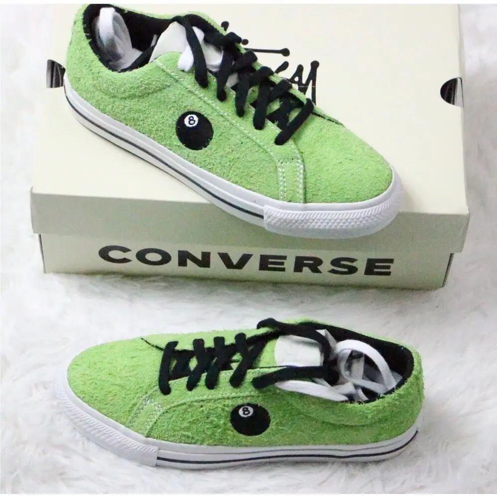 Converse One Star Pro Ox Stussy 8 Ball Green Flash Low Sneakers Mens 5.5 Womens