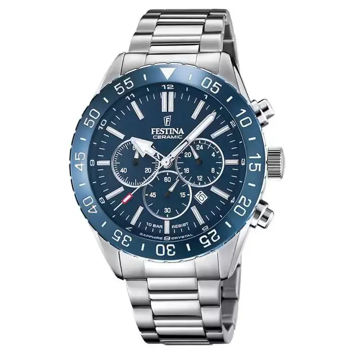 Ceramic Blue Dial Sapphire Crystal Stainless Steel Men`s Watch F20575/2 by Festina