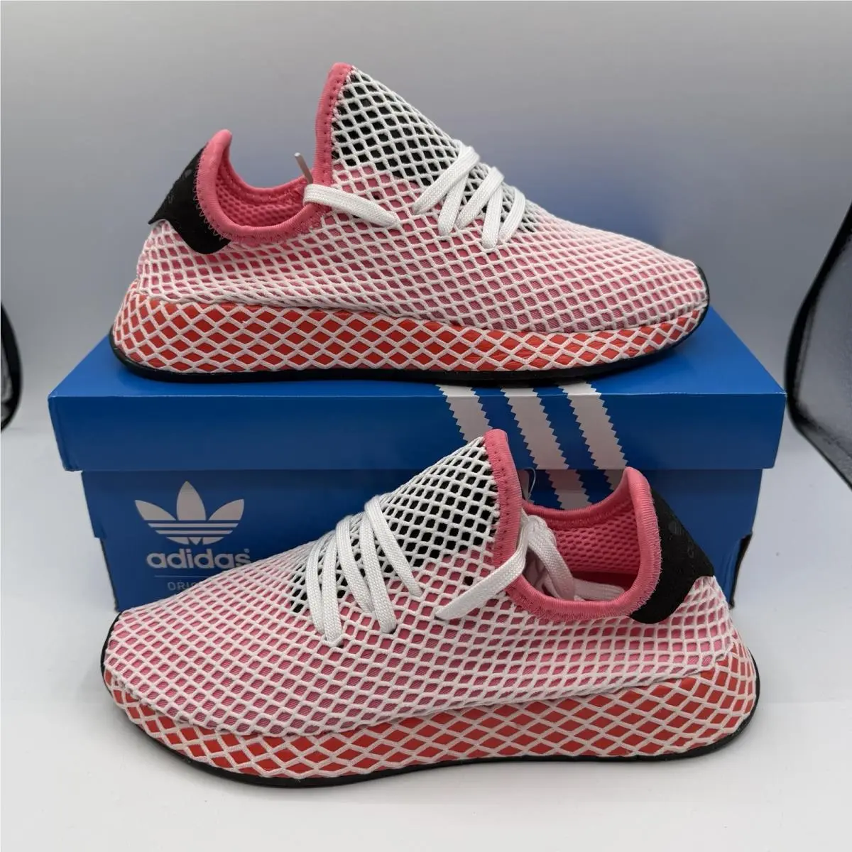 Adidas Deerupt Runner Running Shoes Womens 9.5 Chalk Pink/orange Sneakers CQ2910