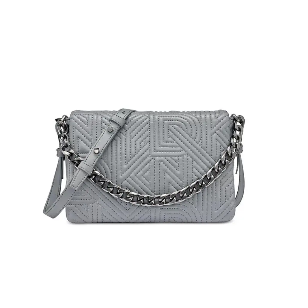 Dkny Desiree Logo Chain Link Flap Women`s Crossbody Bag - Dark Grey