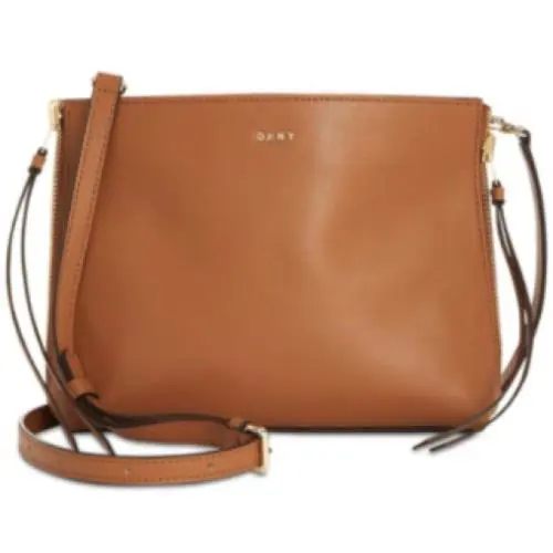 Dkny Mey Crossbody Reversible Brown/pink Leather Gold Side Zip-flip 2-Bags in-1