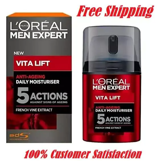 L`oreal Paris Men Expert Vita Lift 5 Daily Moisturiser 50ml 1.7 Fl Oz - Red