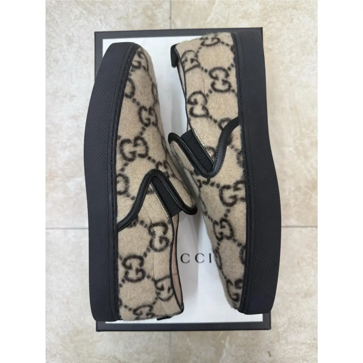 Gucci Shoes Mens GG Wool Slip ON Size 7
