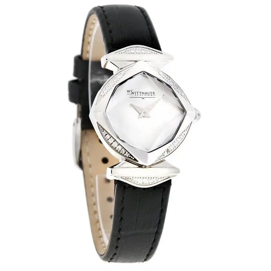 Wittnauer 10R20 Winter Garden 30 Diamond Black Leather Band Watch