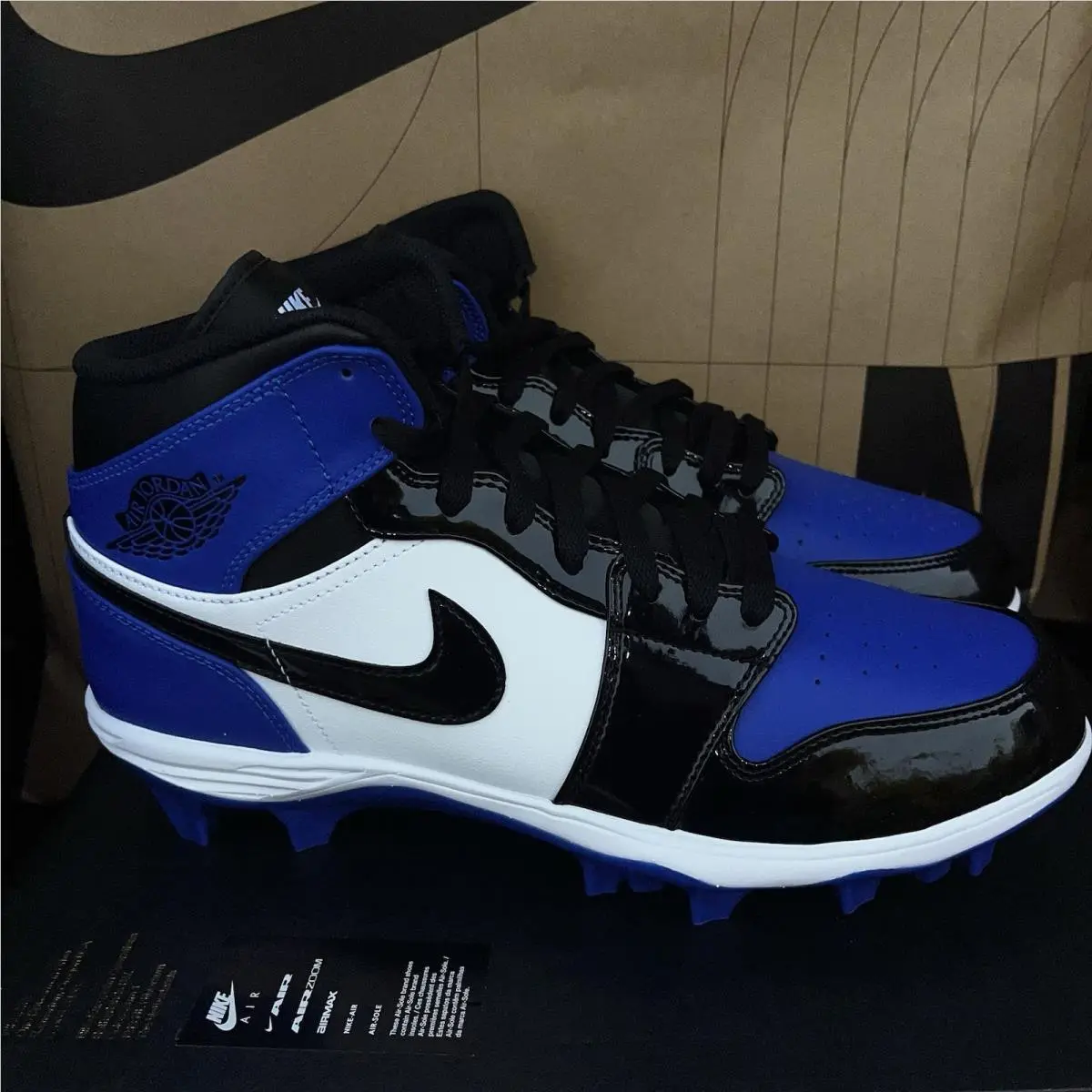 Nike Air Jordan 1 Mid TD Game Royal Football Cleats Nby FJ6805-401 Men Size 10.5