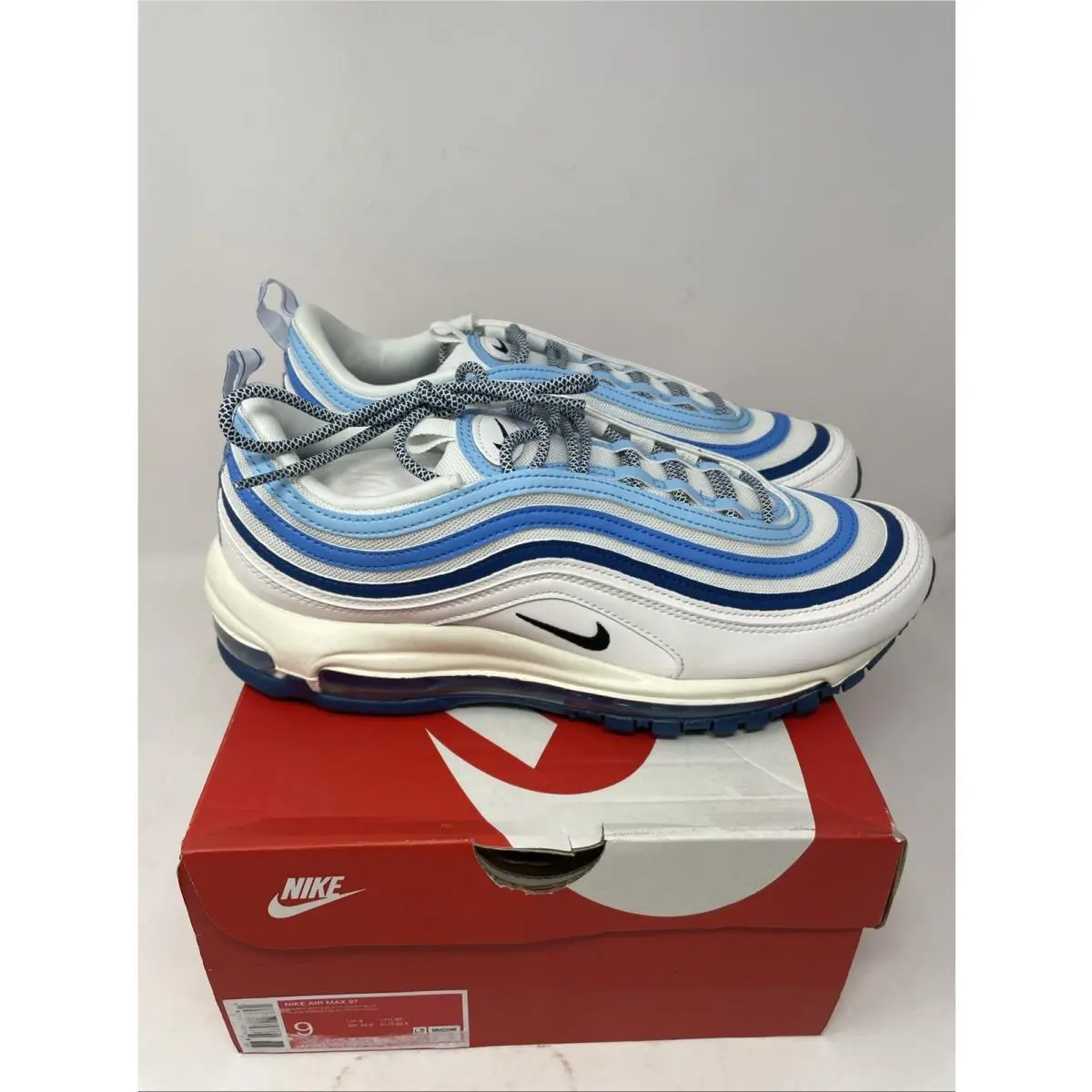 Air Max 97 Shoes Summit White/court Blue/black Men`s Size 9 Sneakers by Nike