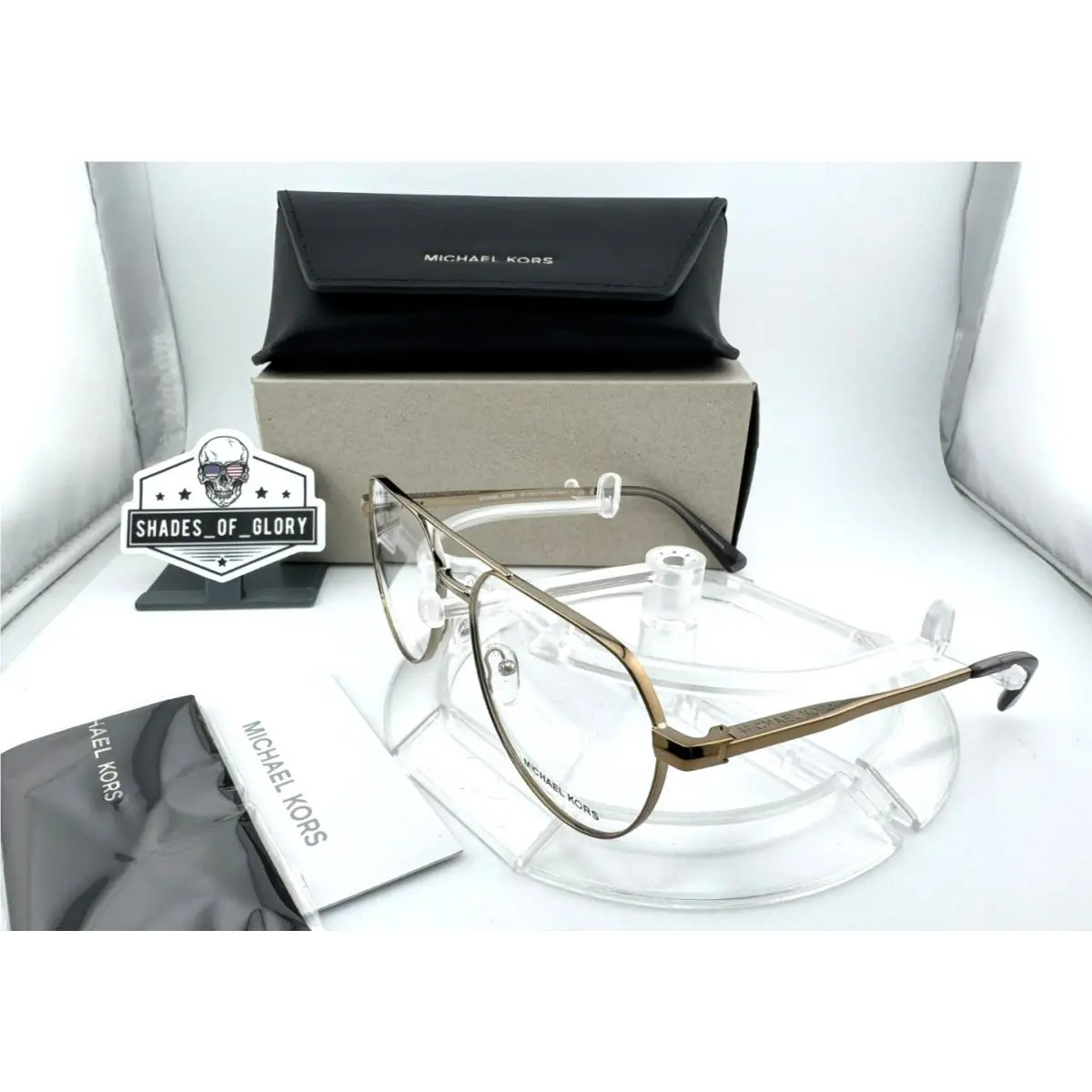 Michael Kors Highland Park MK 3092 1899 Beige Gold Men Eyeglasses Frame 57MM