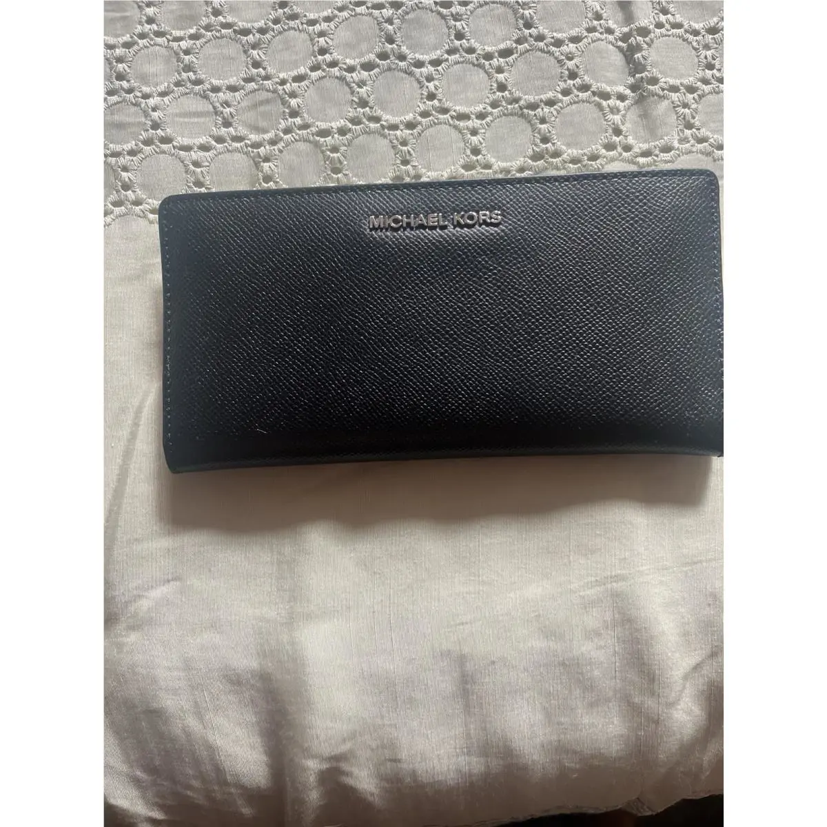 Michael Kors Jet Set Travel Large Three Quarter Zip Pebble Black Leather Wallet