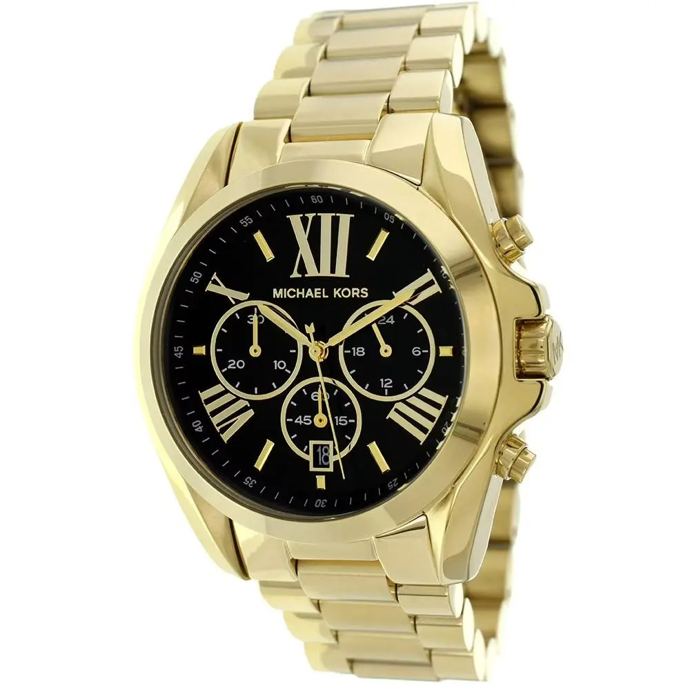 Bradshaw Gold Black Roman Numeric Dial Date Chrono Watch MK5739 by Michael Kors