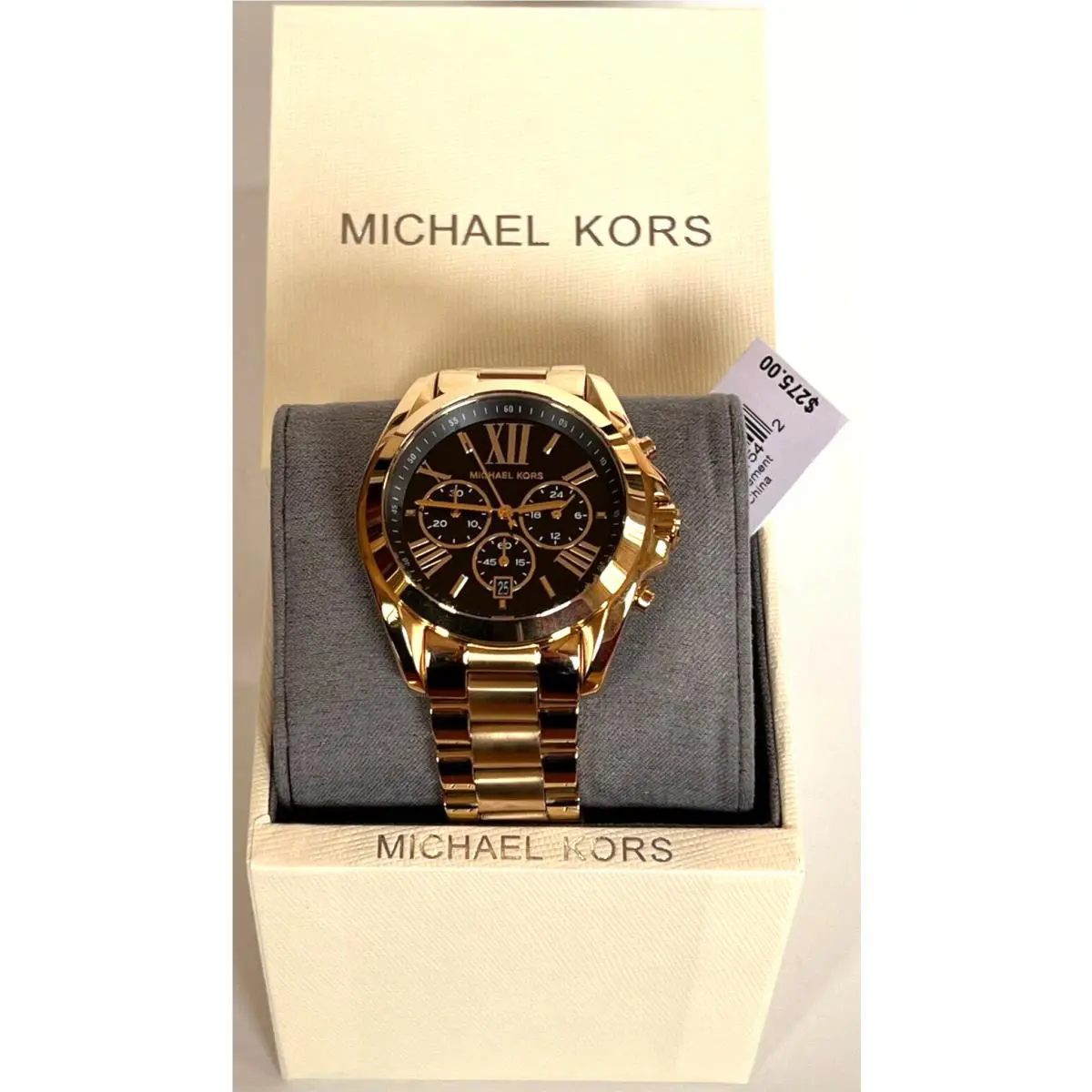 Michael Kors MK5739 Bradshaw Gold Black Dial Chronograph Watch Giftbox