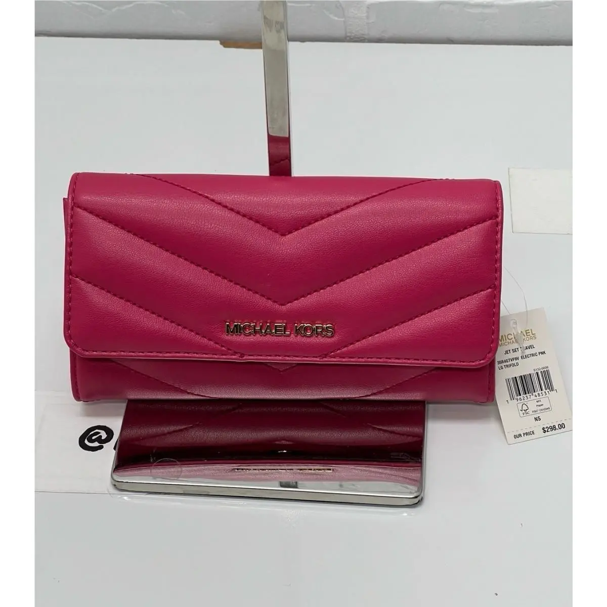 Michael Kors Trifold Wallet Large Quilted Trifold Wallet Electric Pink